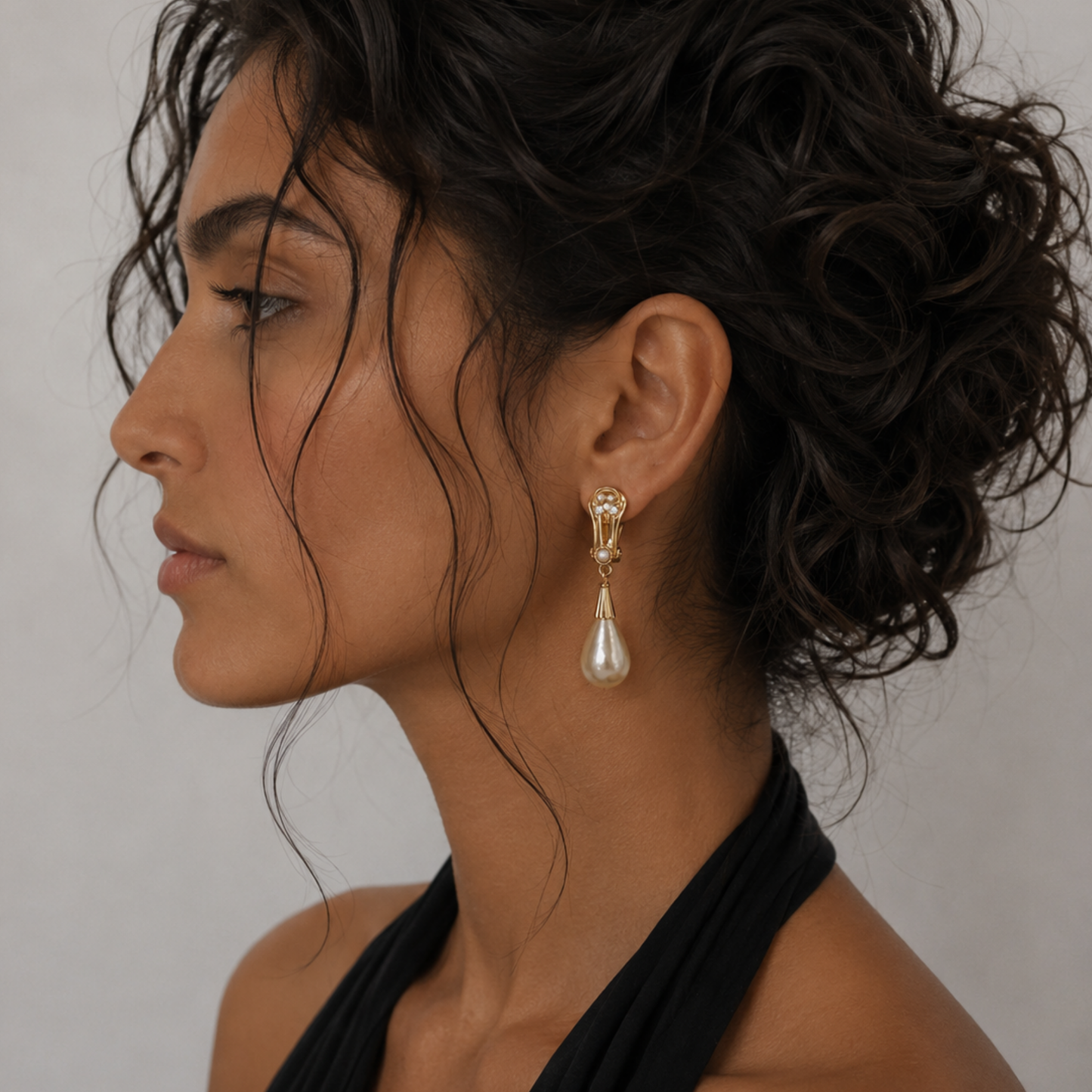 Orecchini a Clip con Perle tipo Maiorca e Strass