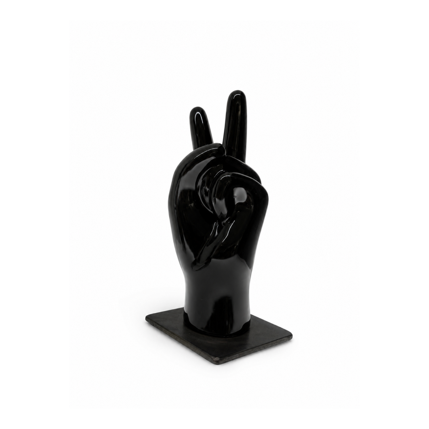 Mano in ceramica made in italy con il gesto della Vittoria - nero