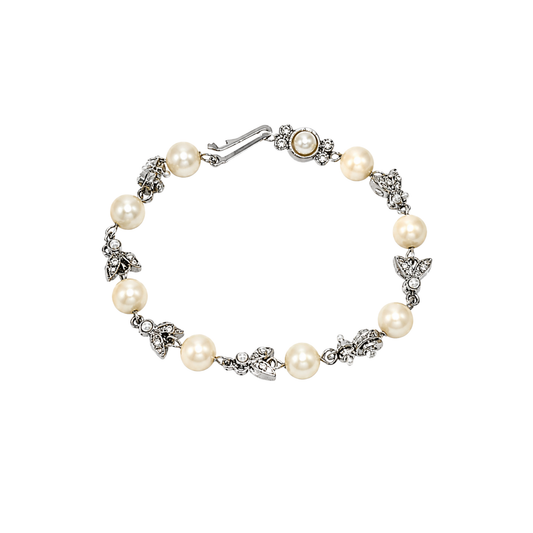 Bracciale con Perle tipo Maiorca e Strass