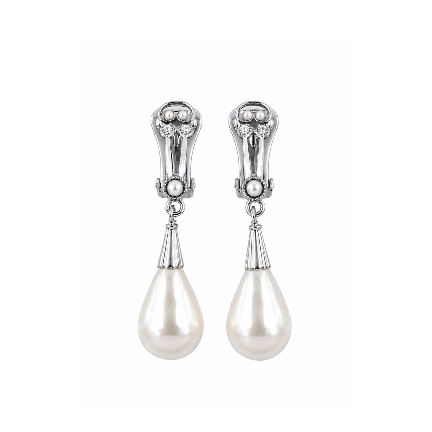 Orecchini a Clip con Perle tipo Maiorca e Strass