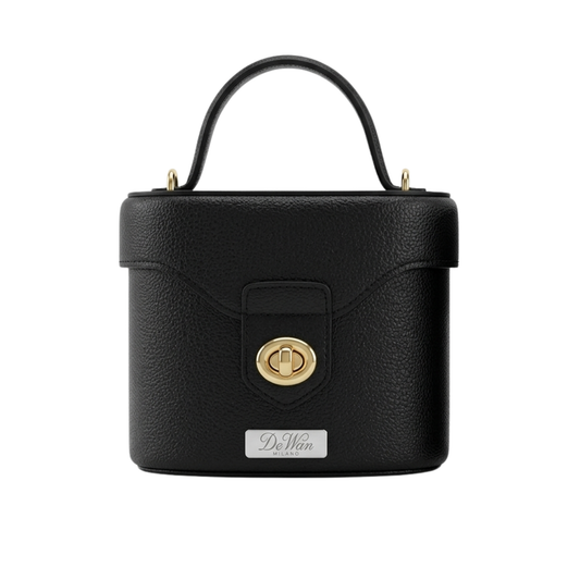 Borsa in vera pelle frontale nera