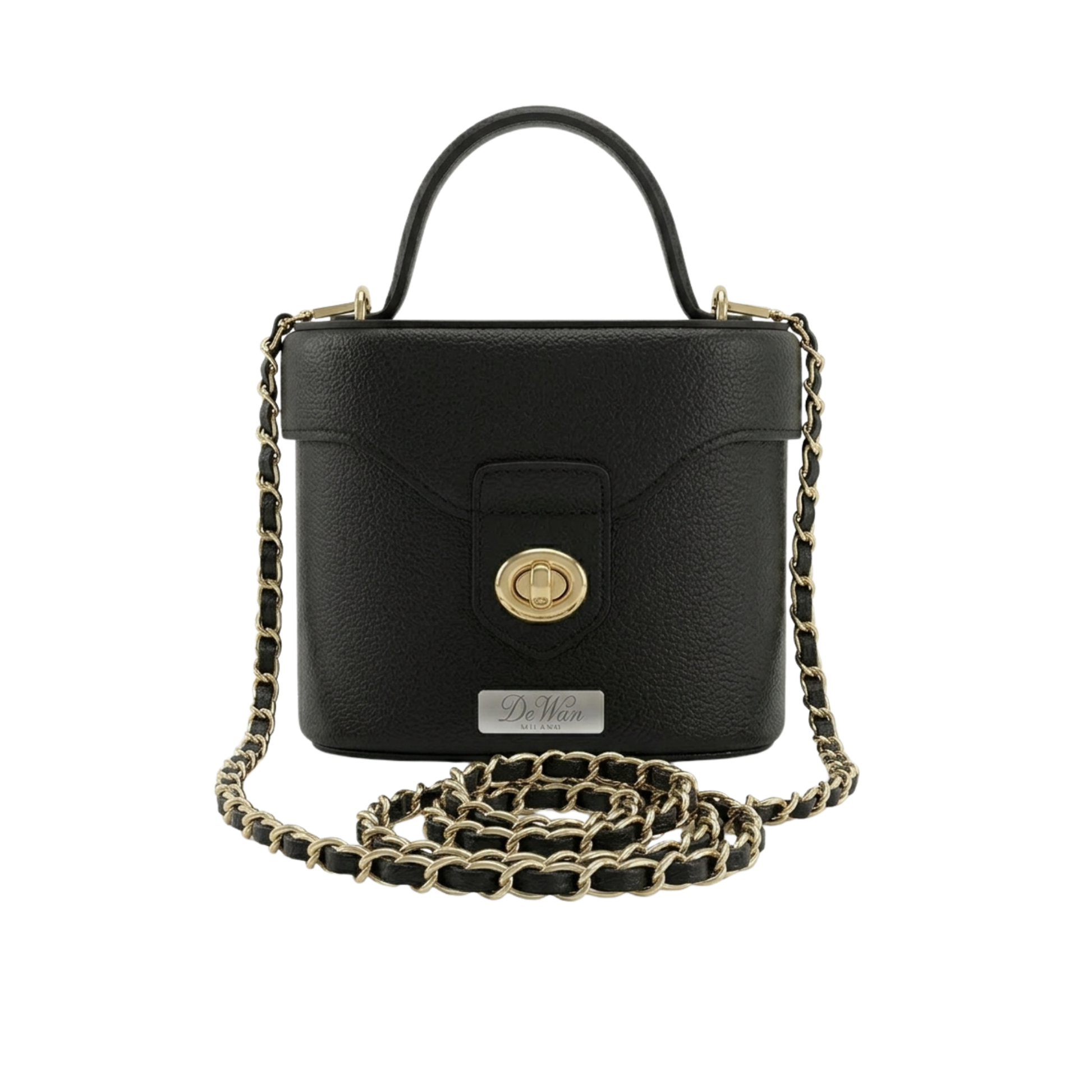 Borsa in vera pelle frontale e tracolla nera