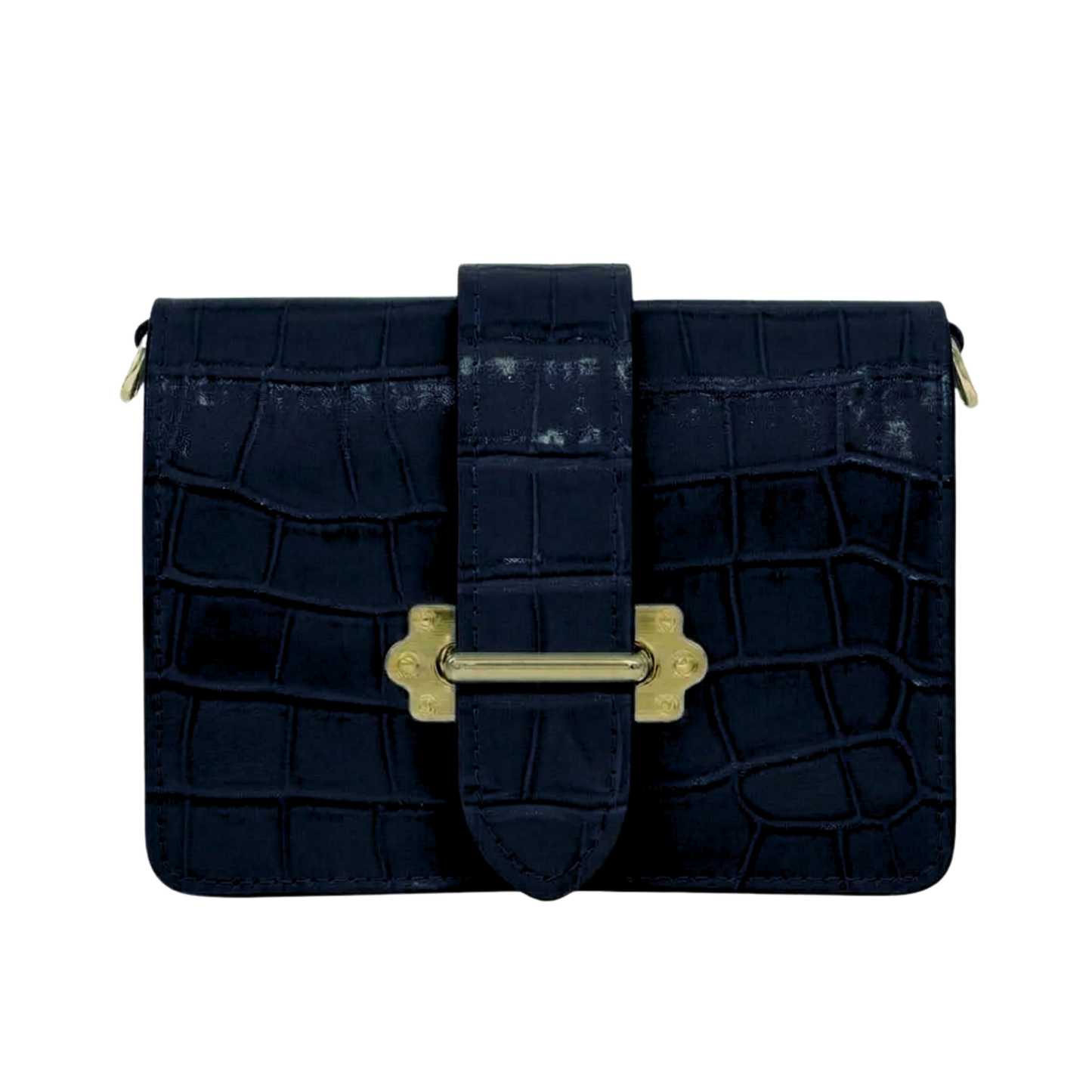 Borsa Marsupio in vera pelle Coco Made in Italy vista frontale - Blu Navy