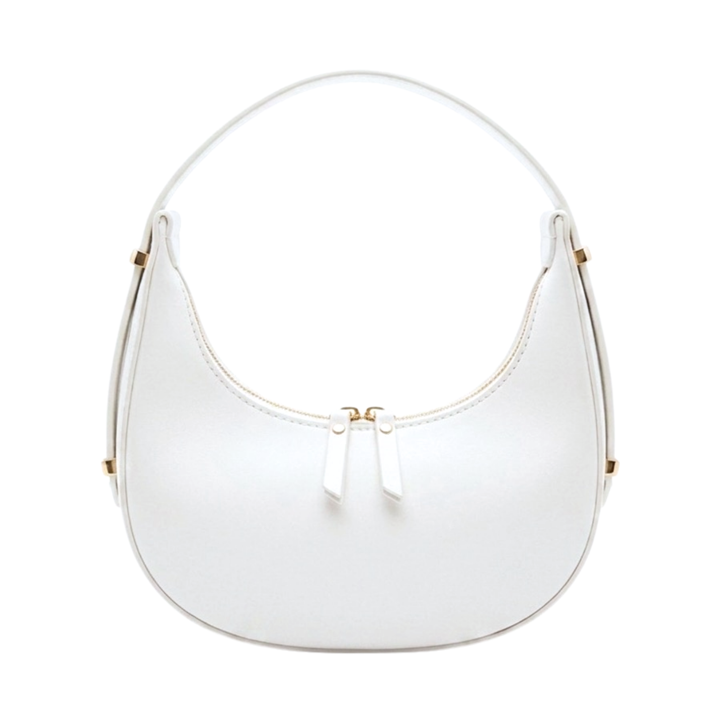 Borsa mezzaluna frontale in vera pelle made in Italy - Bianco