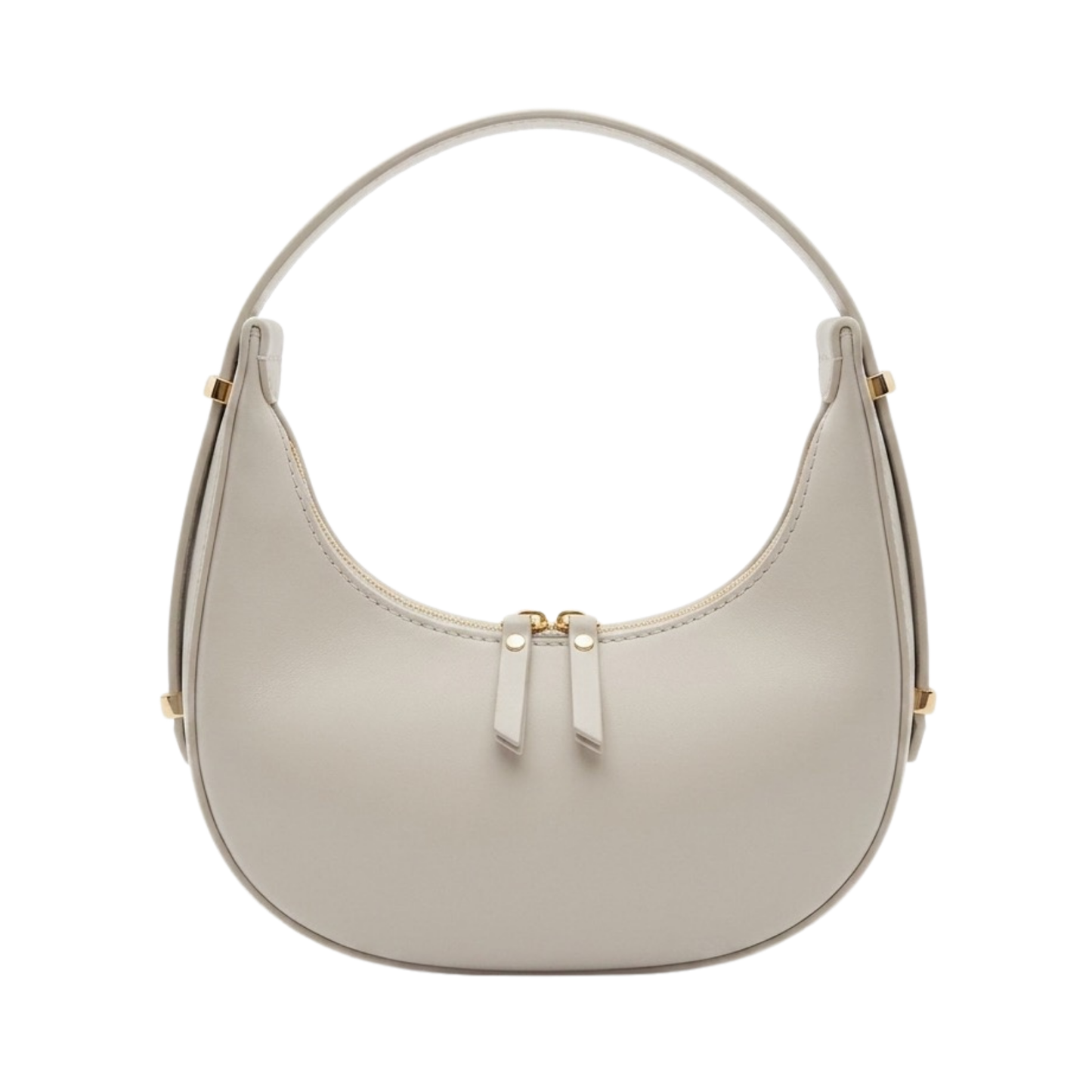 Borsa mezzaluna frontale in vera pelle made in Italy - Ghiaccio