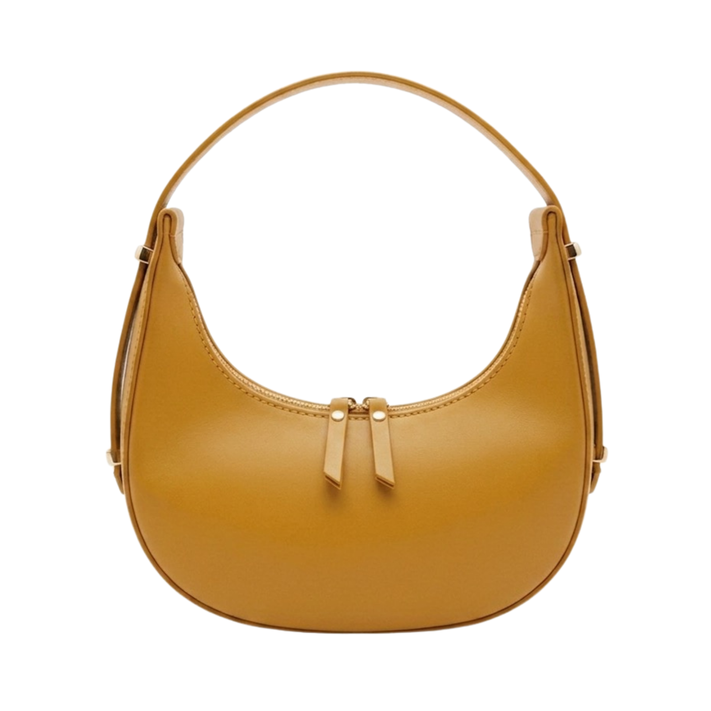 Borsa mezzaluna frontale in vera pelle made in Italy - Giallo Ocra