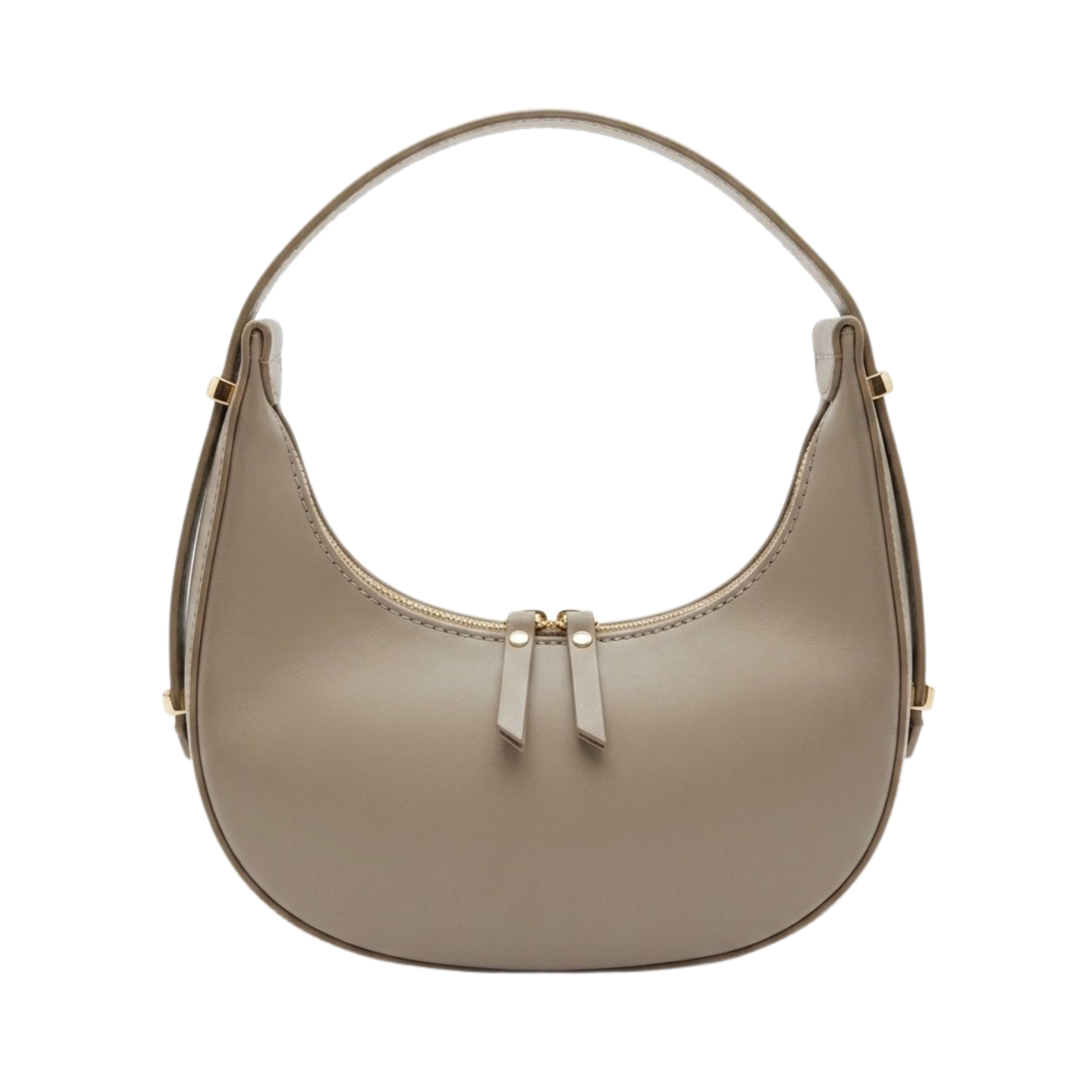 Borsa mezzaluna frontale in vera pelle made in Italy - moca