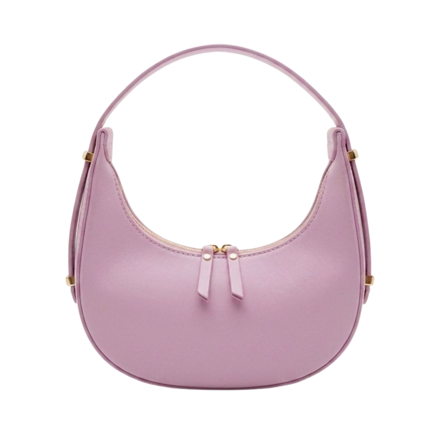 Borsa mezzaluna frontale in vera pelle made in Italy - Rosa Malva