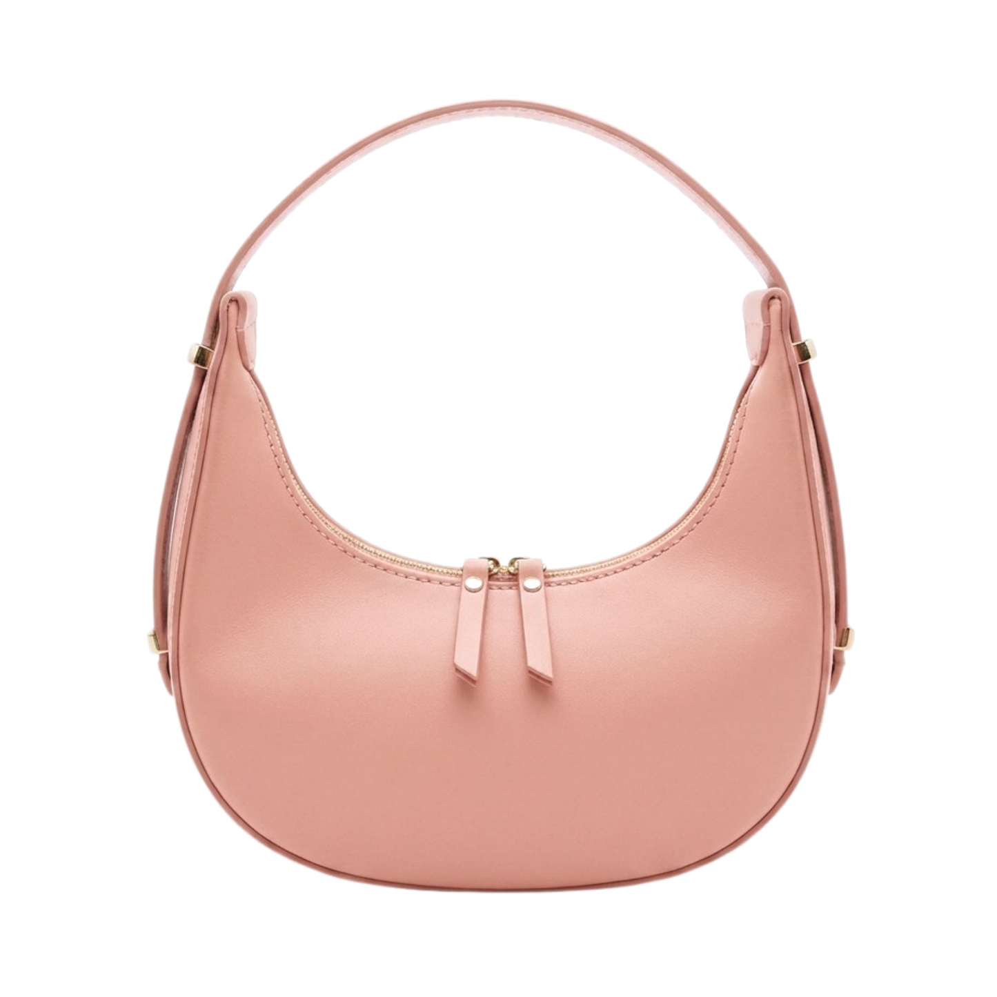 Borsa mezzaluna frontale in vera pelle made in Italy - Rosa Pesca