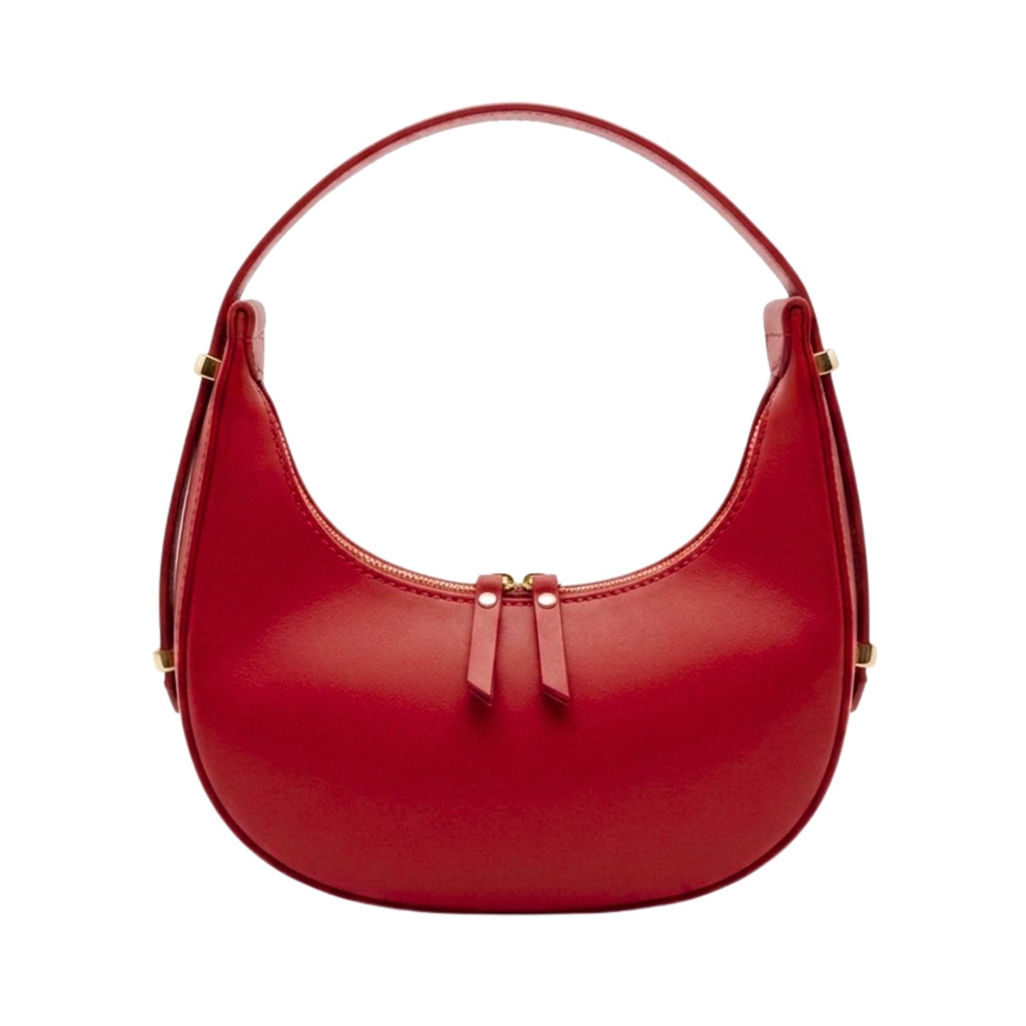 Borsa mezzaluna frontale in vera pelle made in Italy - Rosso