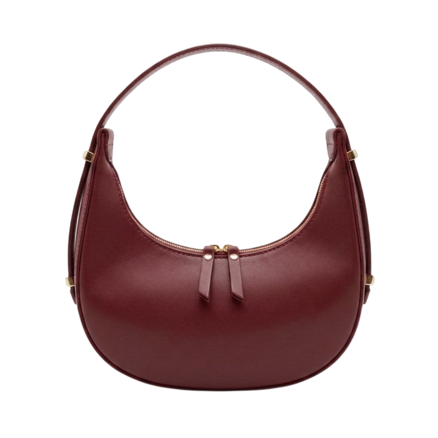 Borsa mezzaluna frontale in vera pelle made in Italy - Rosso Bordeaux
