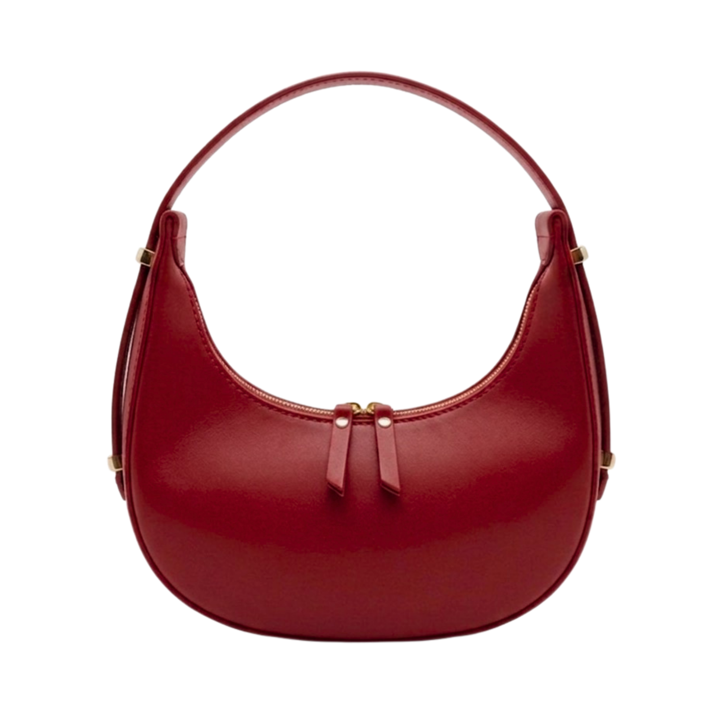 Borsa mezzaluna frontale in vera pelle made in Italy - Rosso Carminio