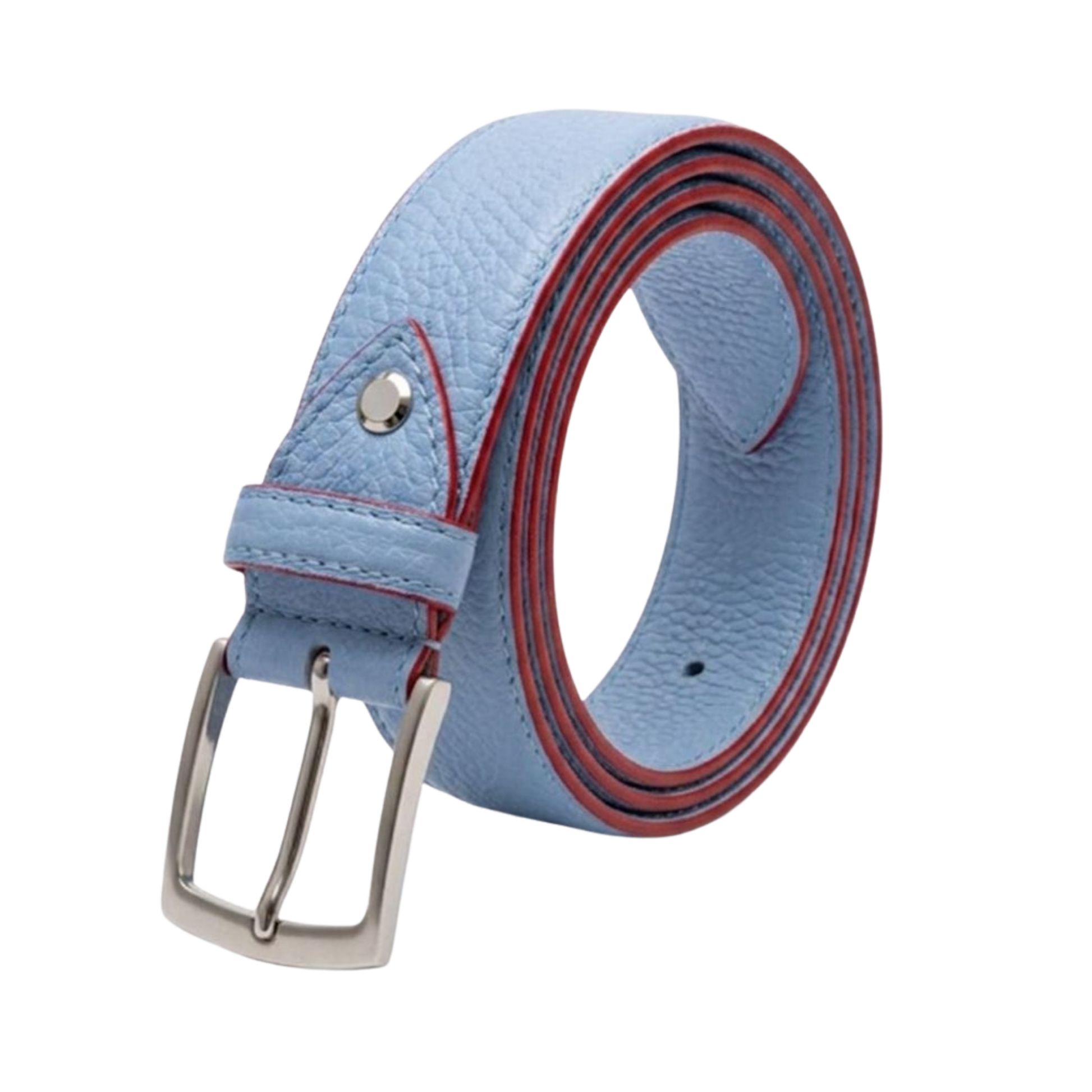 Cintura in vera pelle martellata made in Italy - azzurra