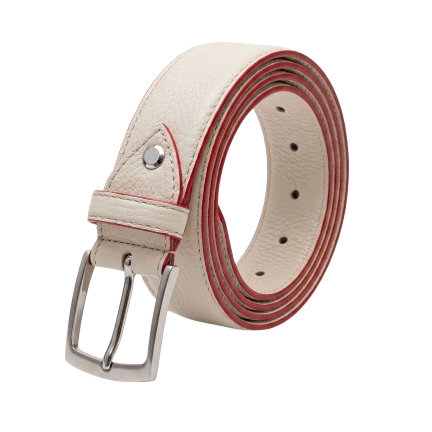 Cintura in vera pelle martellata made in Italy - bianco crema