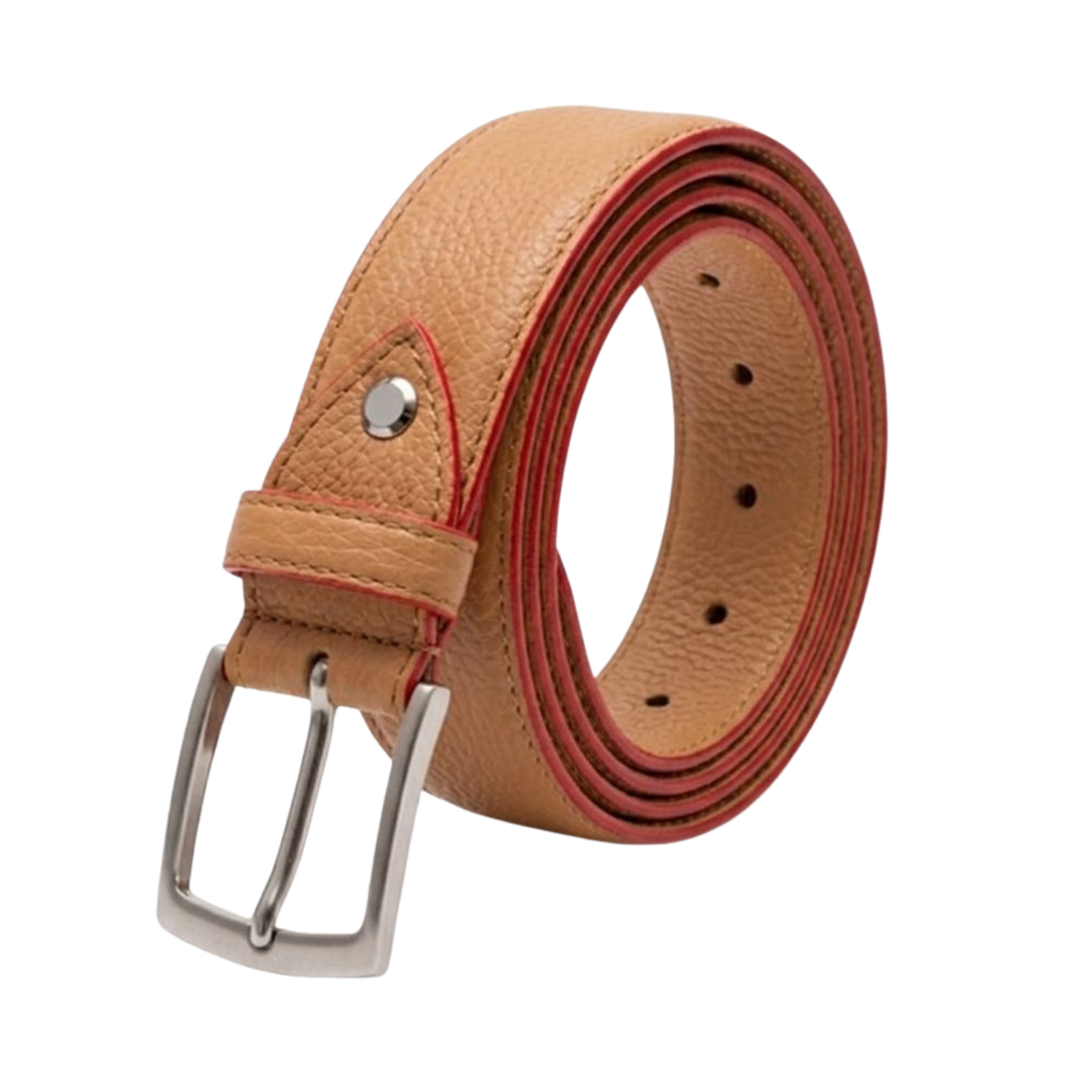 Cintura in vera pelle martellata made in Italy - marrone chiaro