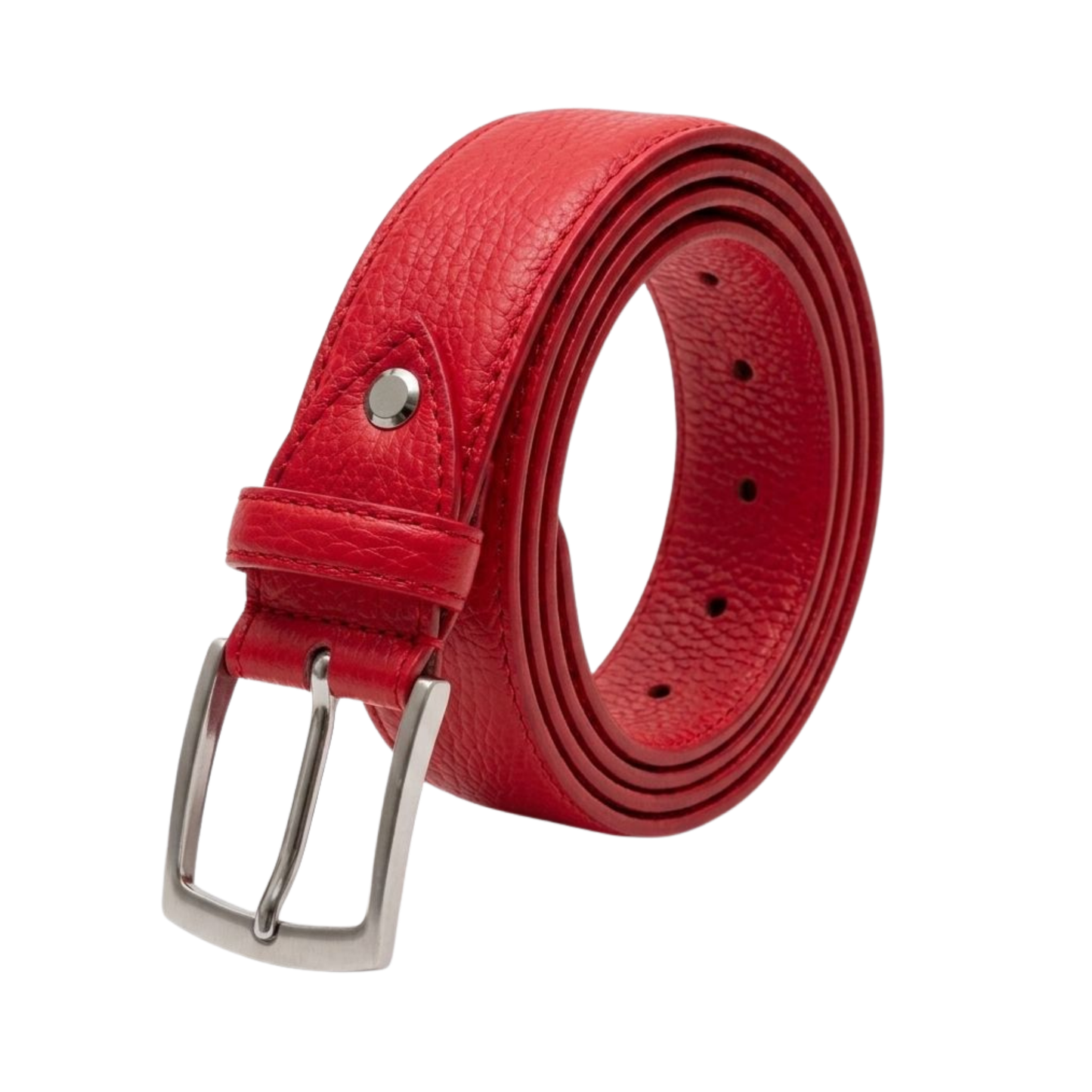 Cintura in vera pelle martellata made in Italy - rosso brillante