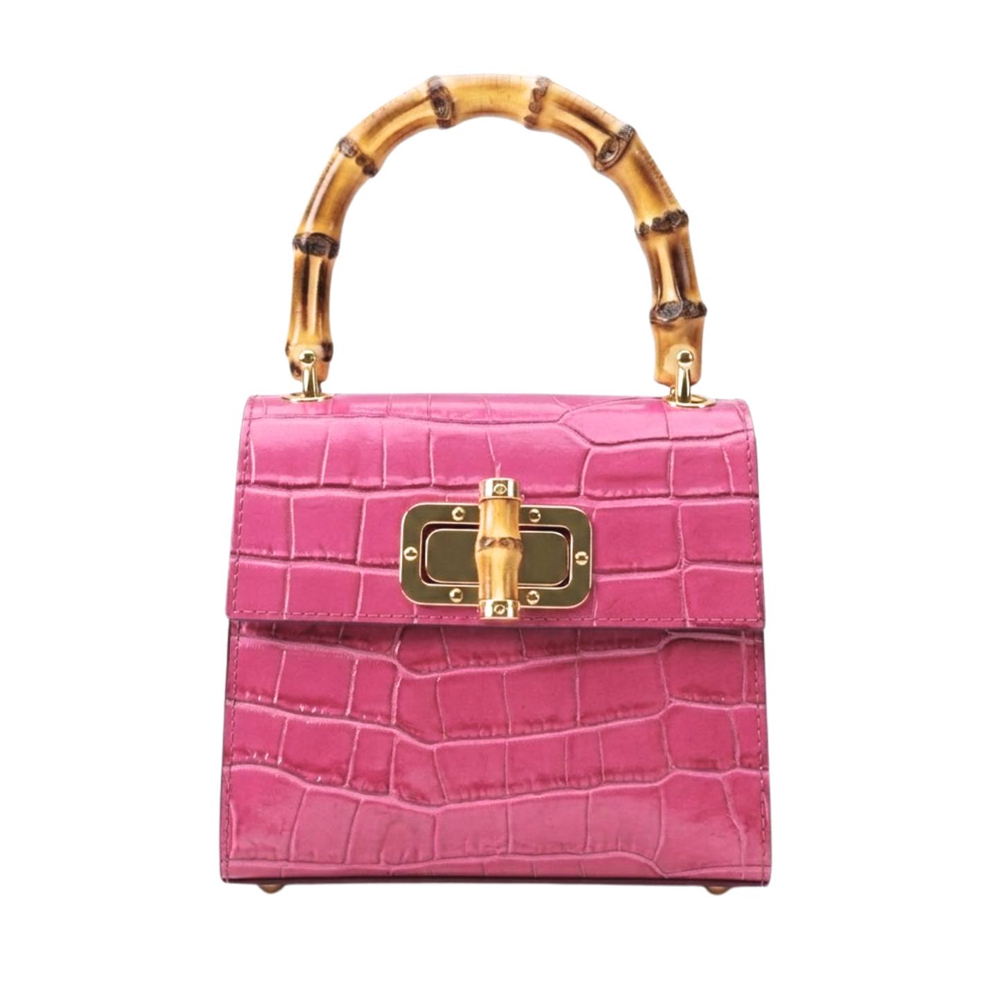 Borsa Coco in vera pelle Made in Italy vista frontale - Rosa Fucsia