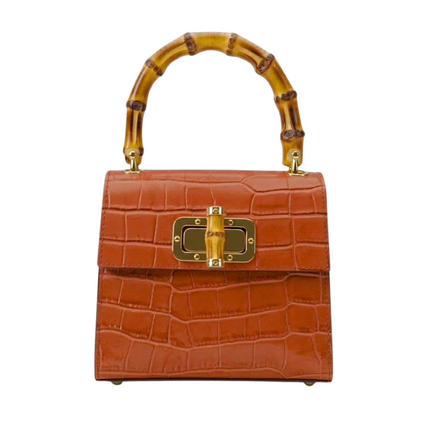 Borsa Coco in vera pelle Made in Italy vista frontale - Arancione Scuro