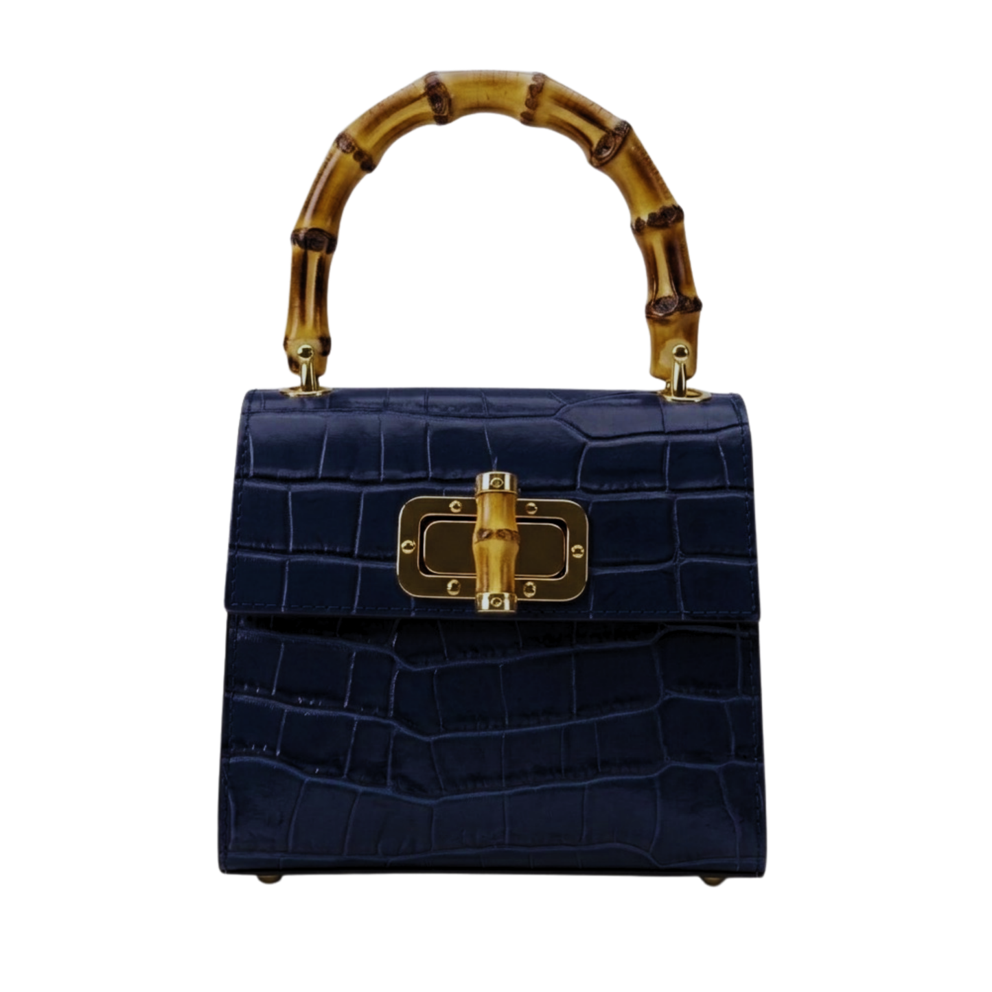 Borsa Coco in vera pelle Made in Italy vista frontale - Blu Navy
