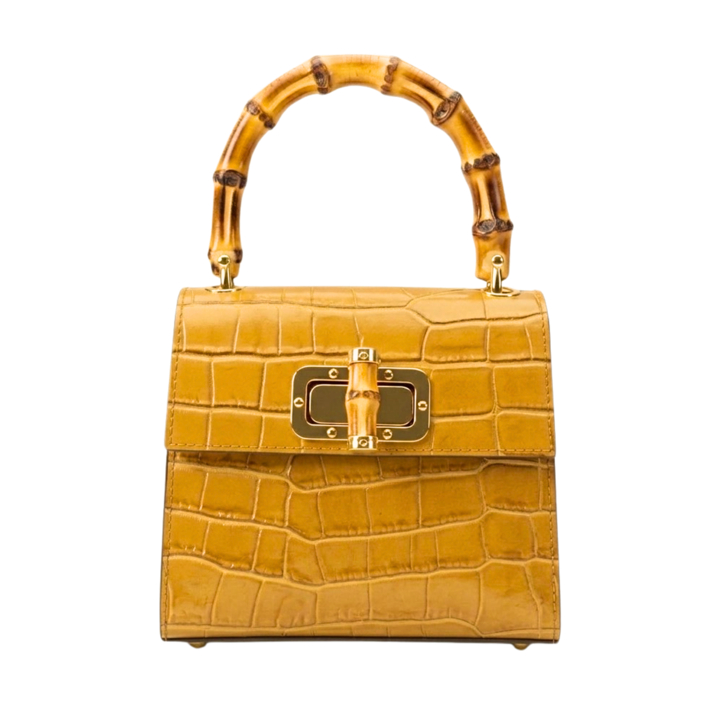 Borsa Coco in vera pelle Made in Italy vista frontale - Giallo Ocra