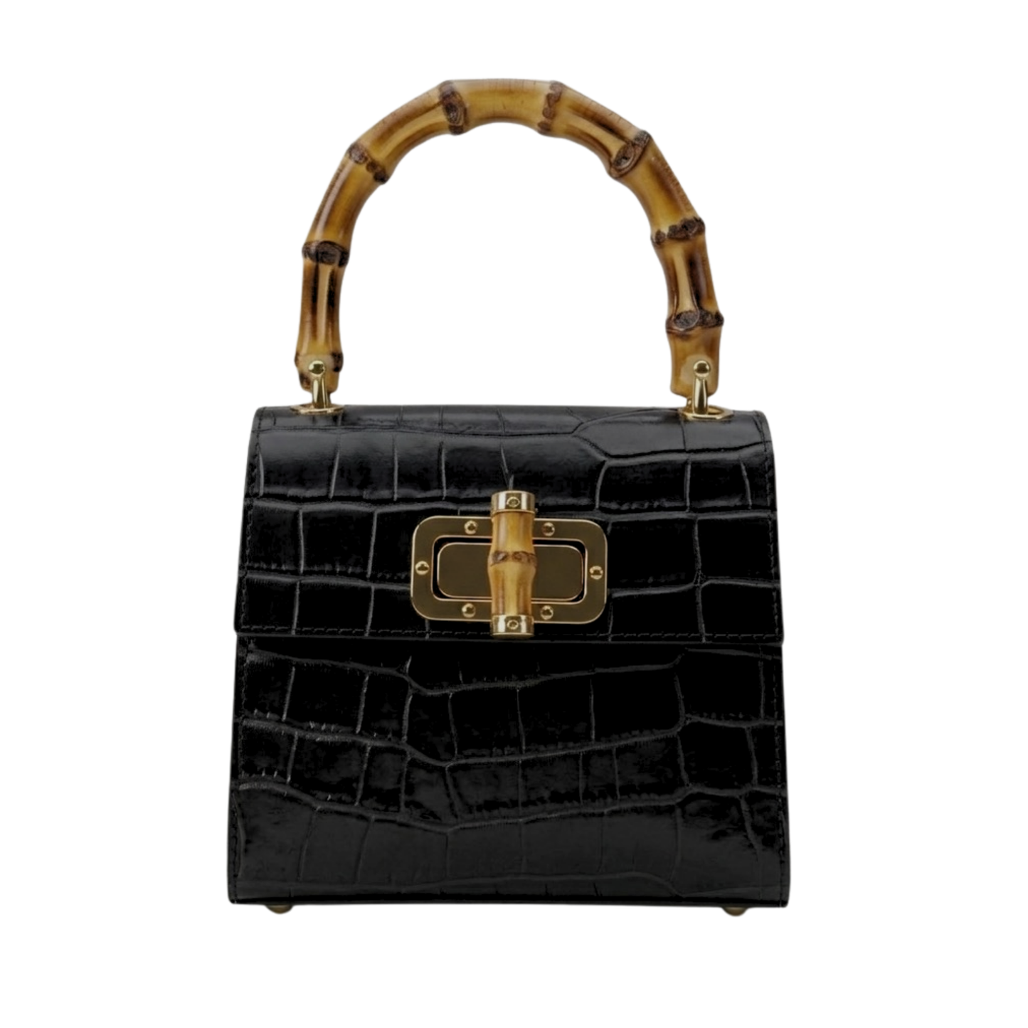Borsa Coco in vera pelle Made in Italy vista frontale - Nero