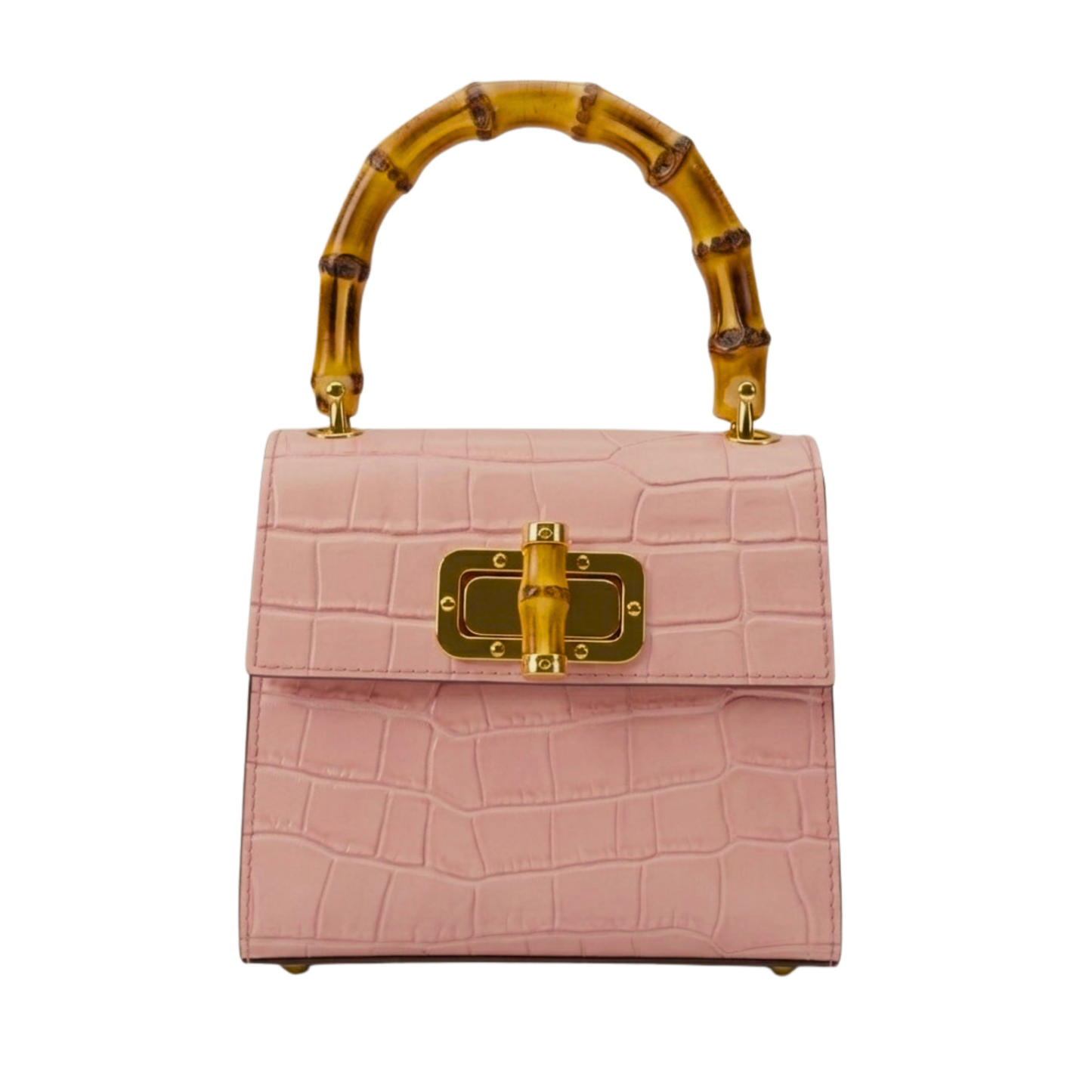 Borsa Coco in vera pelle Made in Italy vista frontale - Rosa Pesca