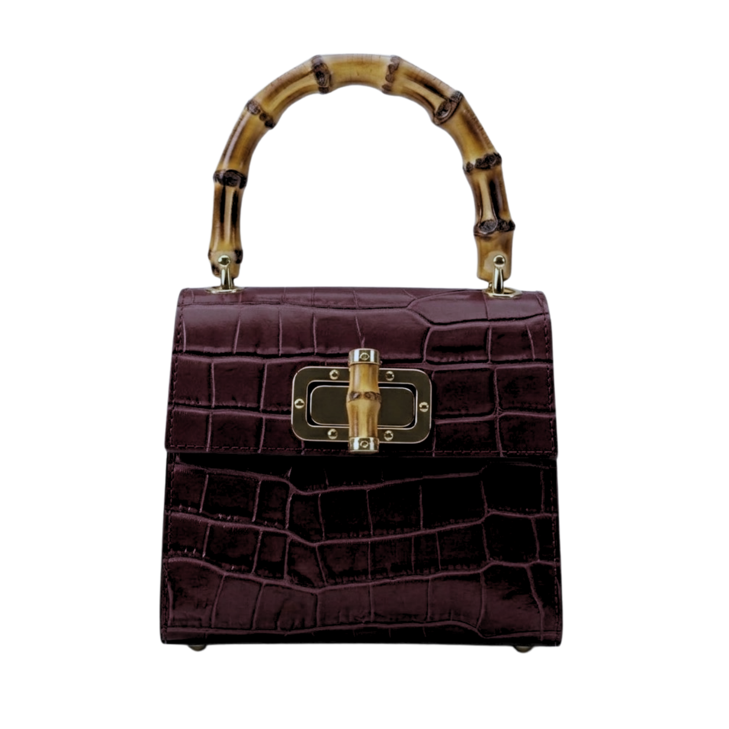 Borsa Coco in vera pelle Made in Italy vista frontale - Rosso Bordeaux