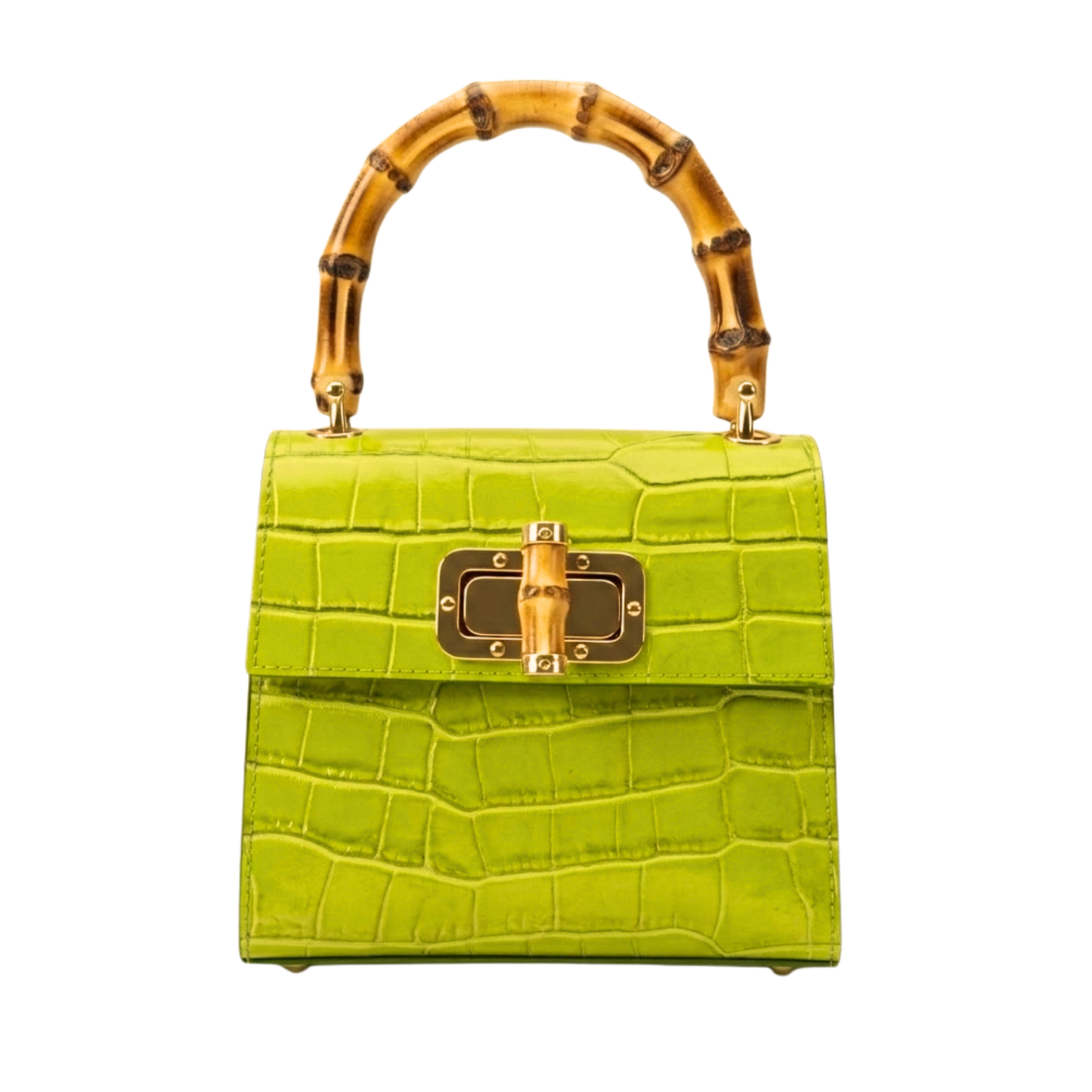 Borsa Coco in vera pelle Made in Italy vista frontale - Verde Lime