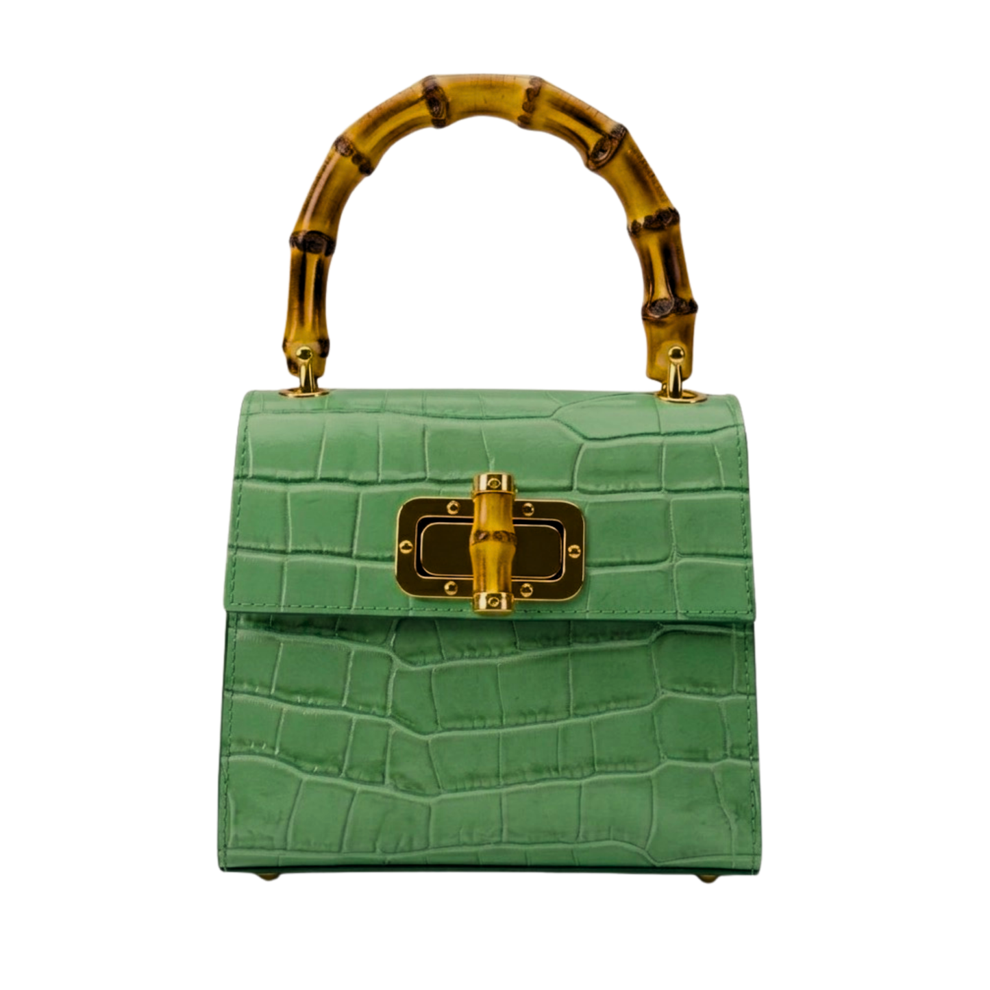 Borsa Coco in vera pelle Made in Italy vista frontale - Verde Menta