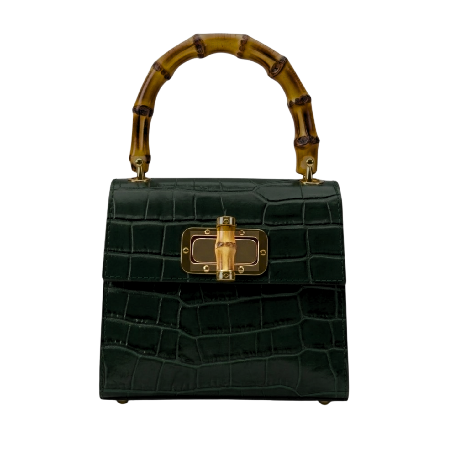  Borsa Coco in vera pelle Made in Italy vista frontale - Verde Scuro
