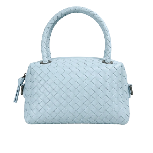 Borsa Cubetto in pelle Made in Italy – vista frontale - Azzurra