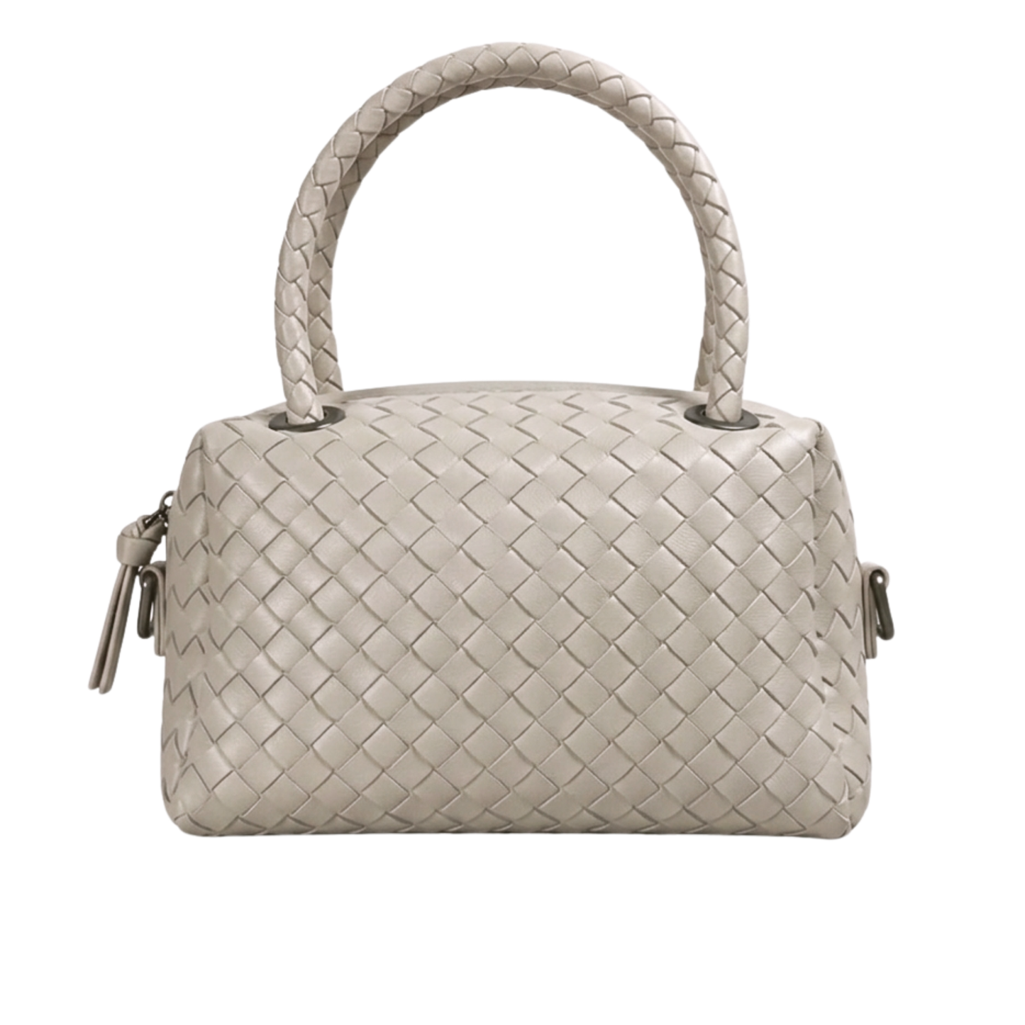 Borsa Cubetto in pelle Made in Italy – vista frontale - Bianco