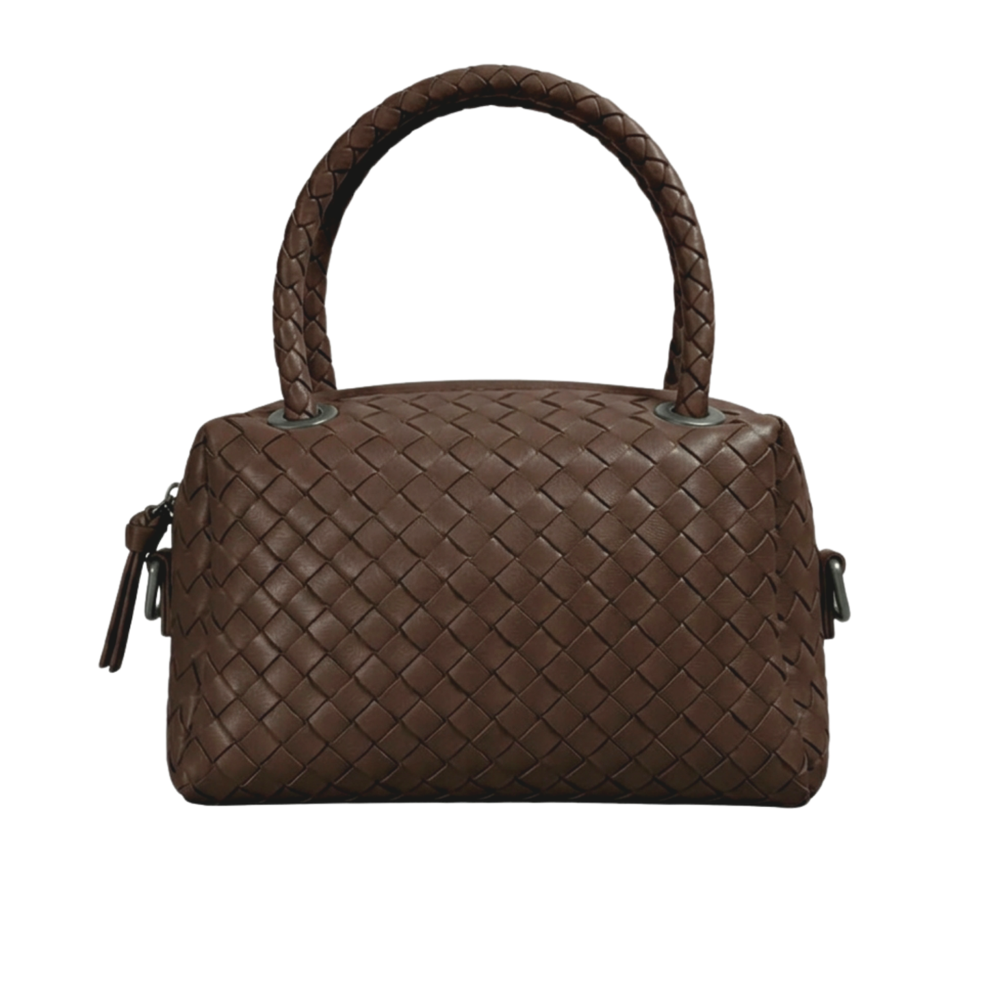 Borsa Cubetto in pelle Made in Italy – vista frontale - Marrone Scuro