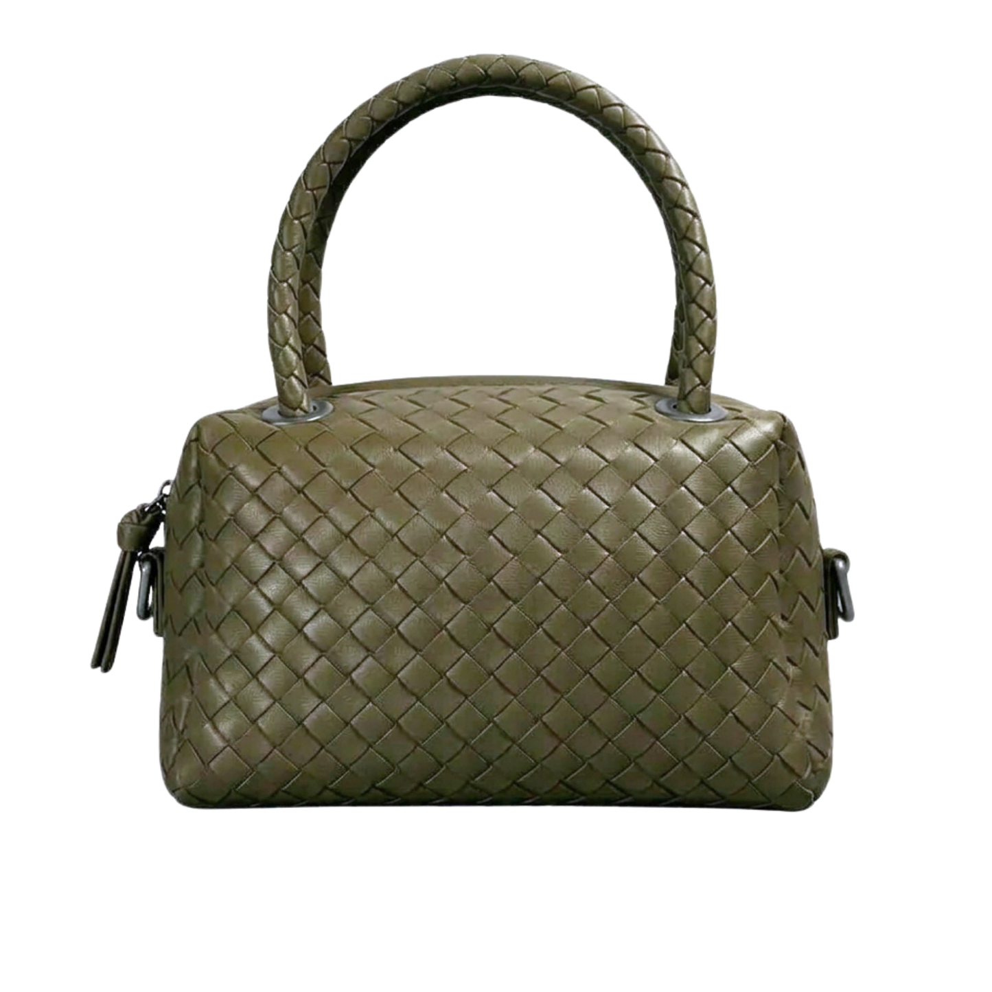 Borsa Cubetto in pelle Made in Italy – vista frontale - Verde Scuro