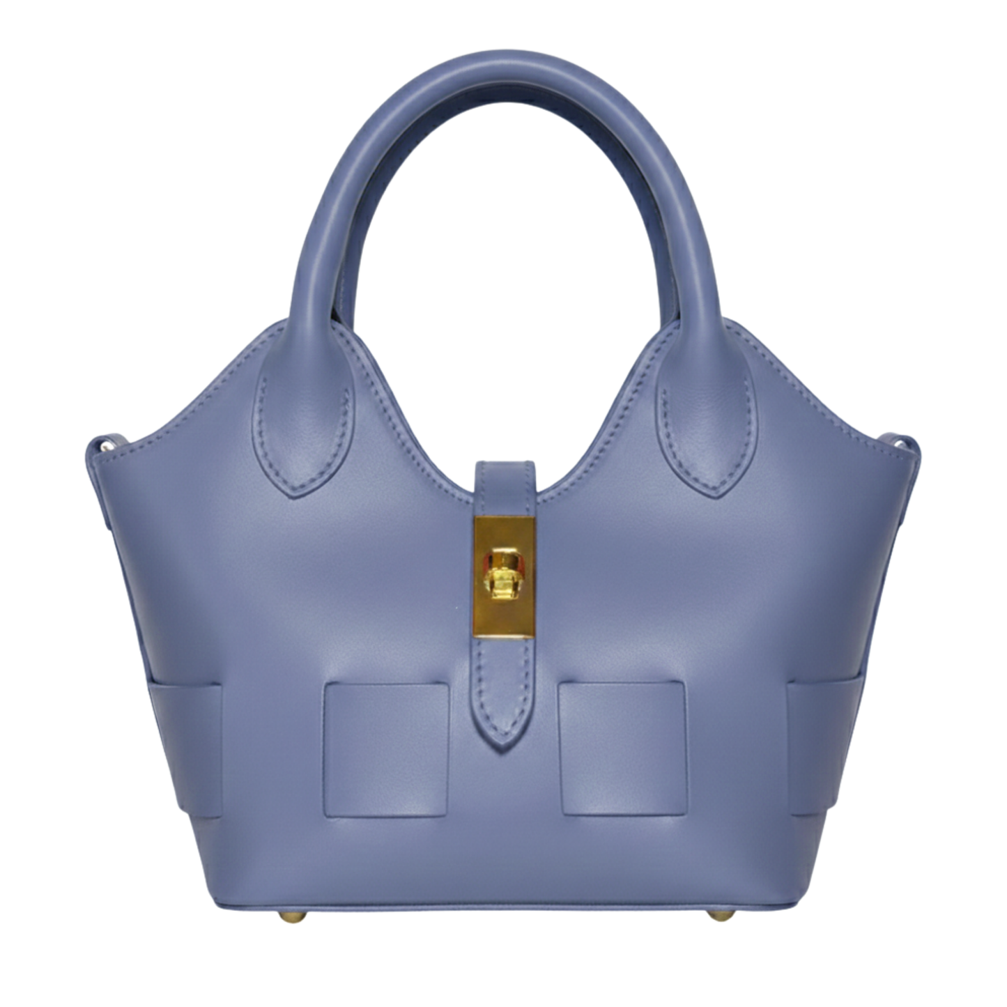 Borsa Diana in vera pelle Made in Italy vista frontale - Azzurro