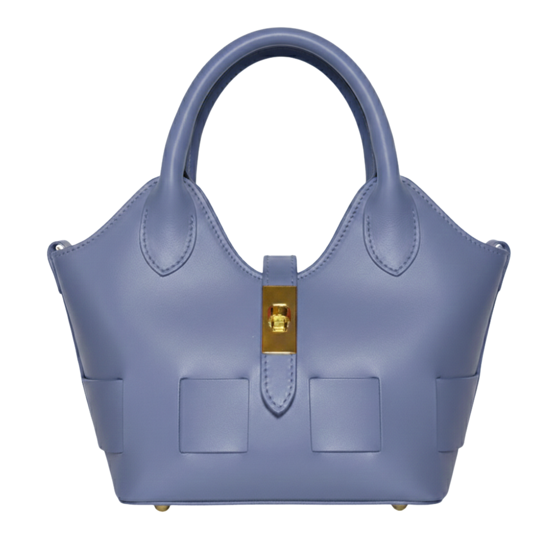 Borsa Diana in vera pelle Made in Italy vista frontale - Azzurro