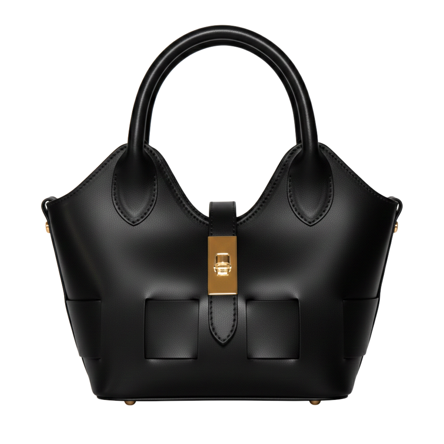 Borsa Diana in vera pelle Made in Italy - Vista frontale - Nera