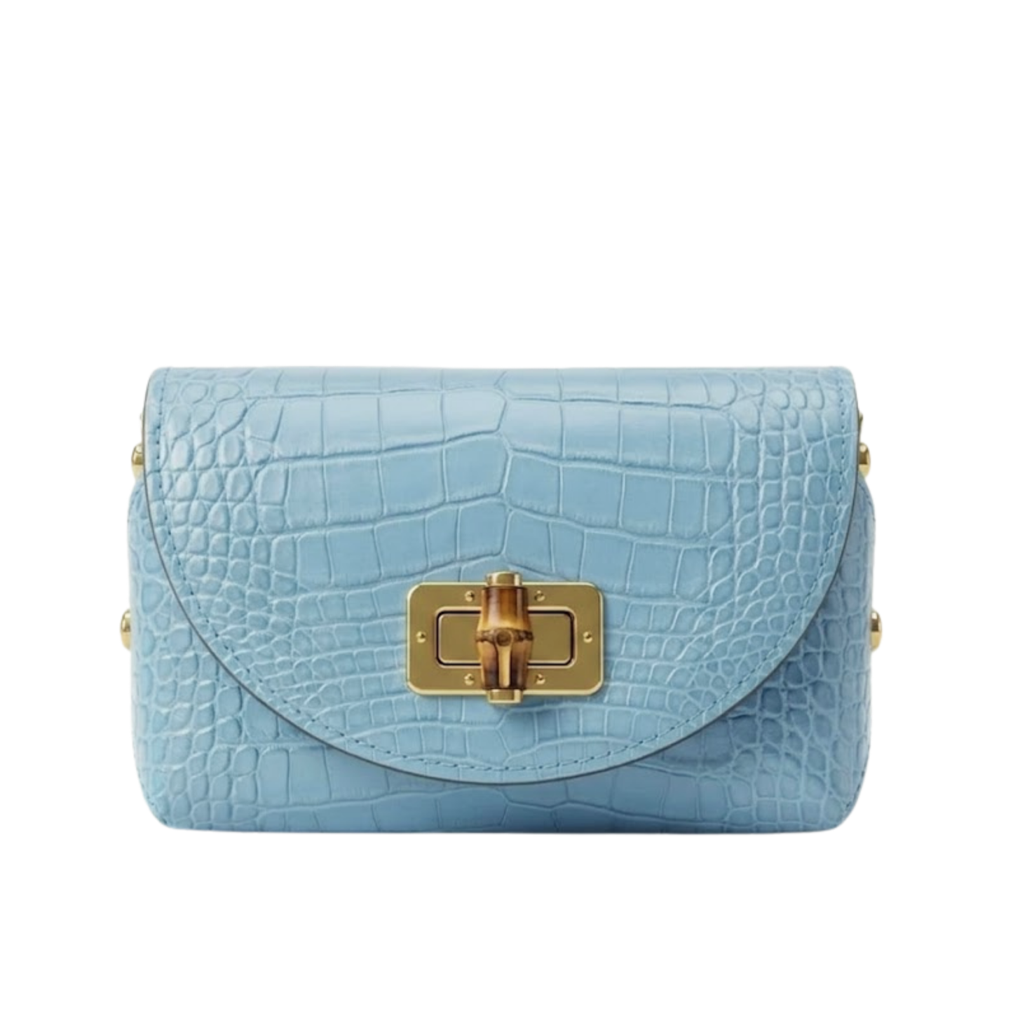 Borsa Fashion Week in pelle stampa cocco Made in Italy – vista frontale - Azzurro