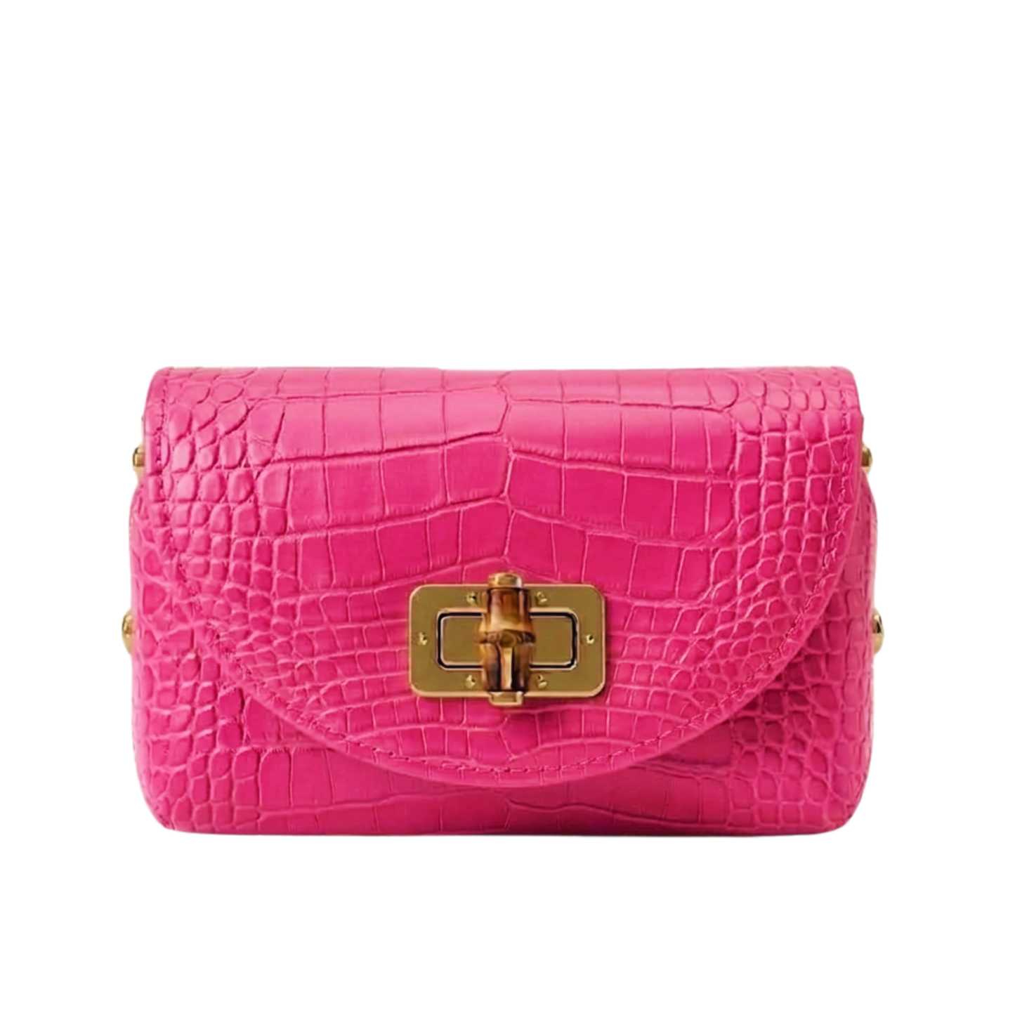 Borsa Fashion Week in pelle stampa cocco Made in Italy – vista frontale - Fucsia