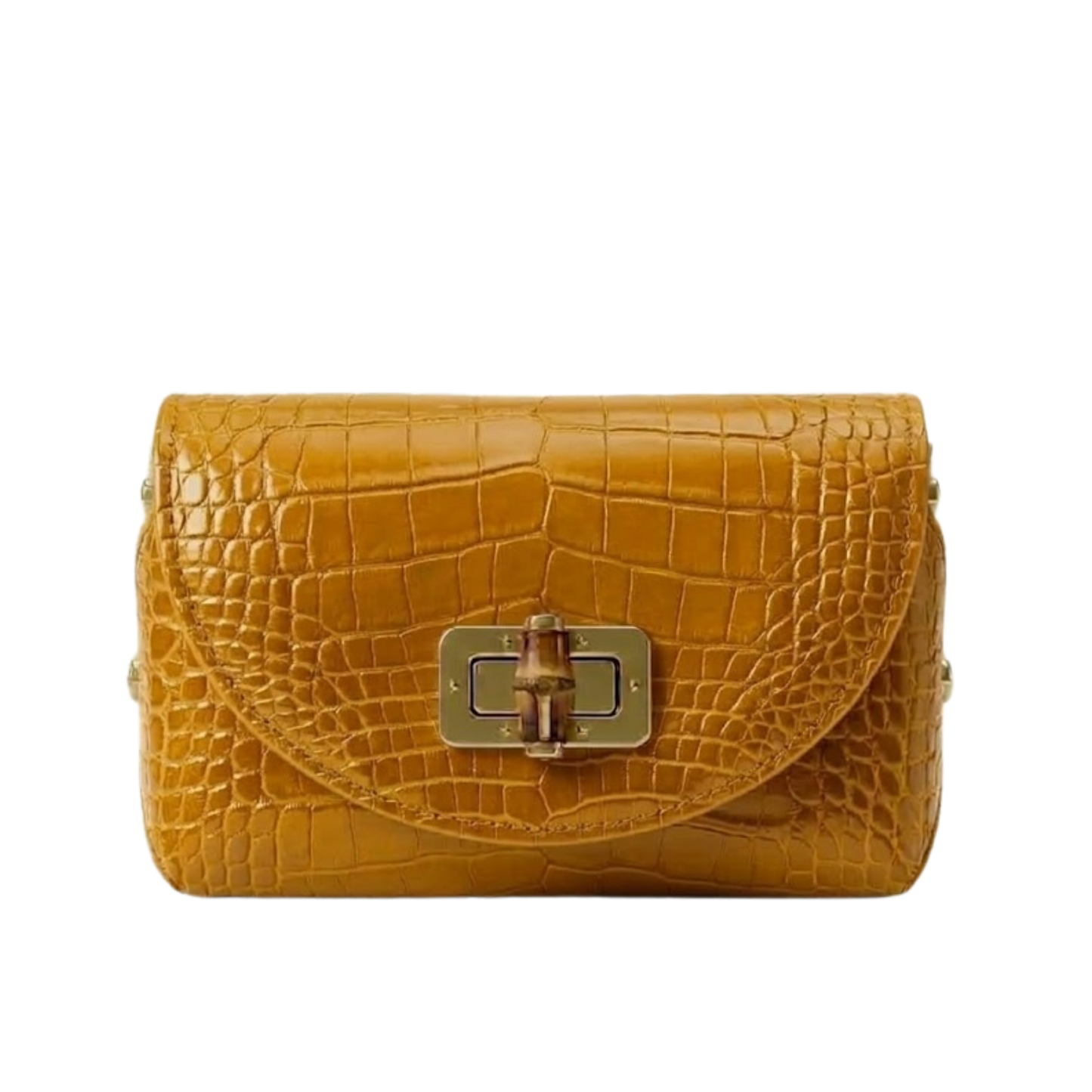 Borsa Fashion Week in pelle stampa cocco Made in Italy – vista frontale - Giallo Senape