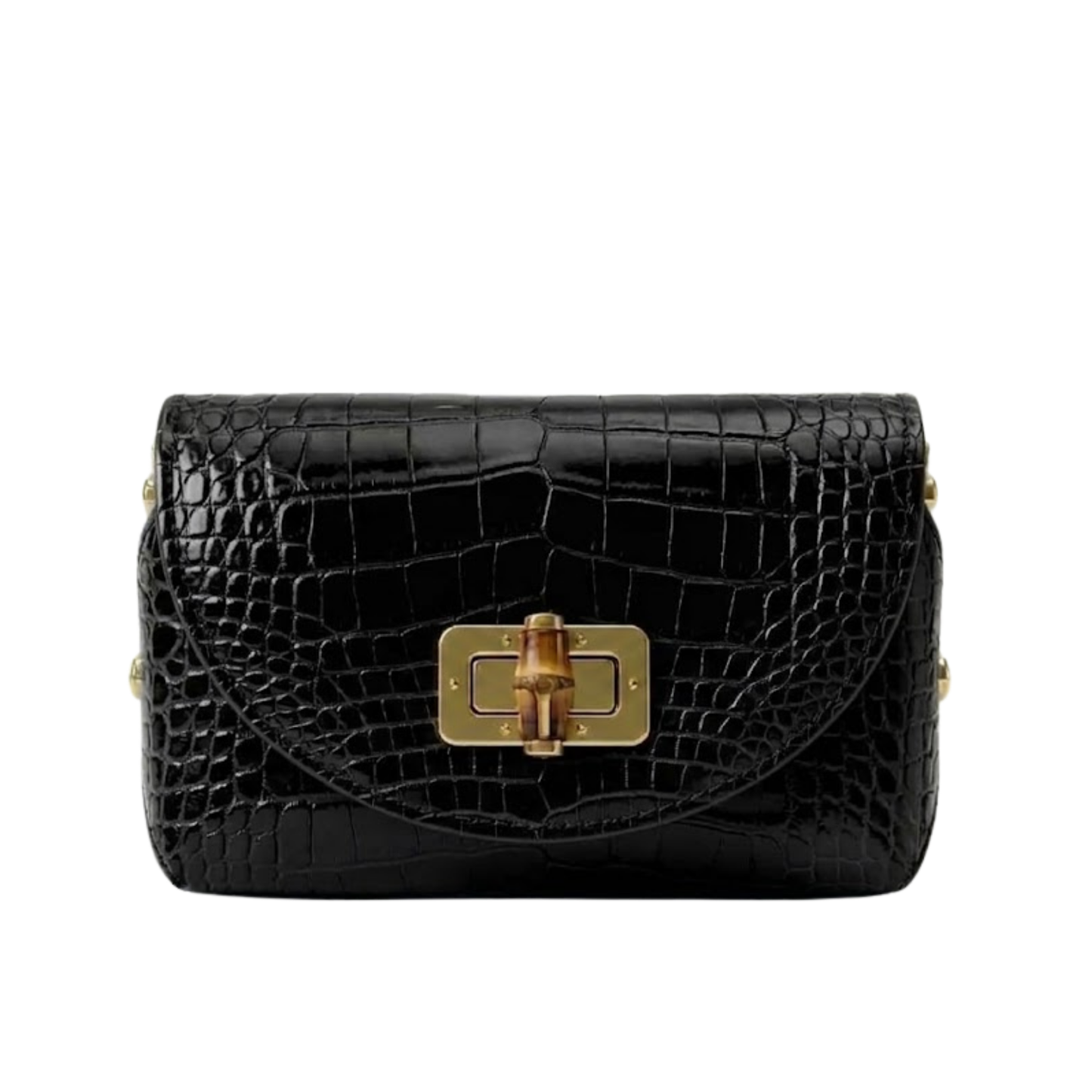 Borsa Fashion Week in pelle stampa cocco Made in Italy – vista frontale - Nero