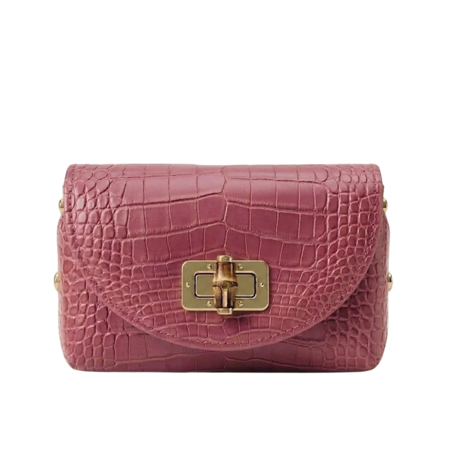 Borsa Fashion Week in pelle stampa cocco Made in Italy – vista frontale - Rosa