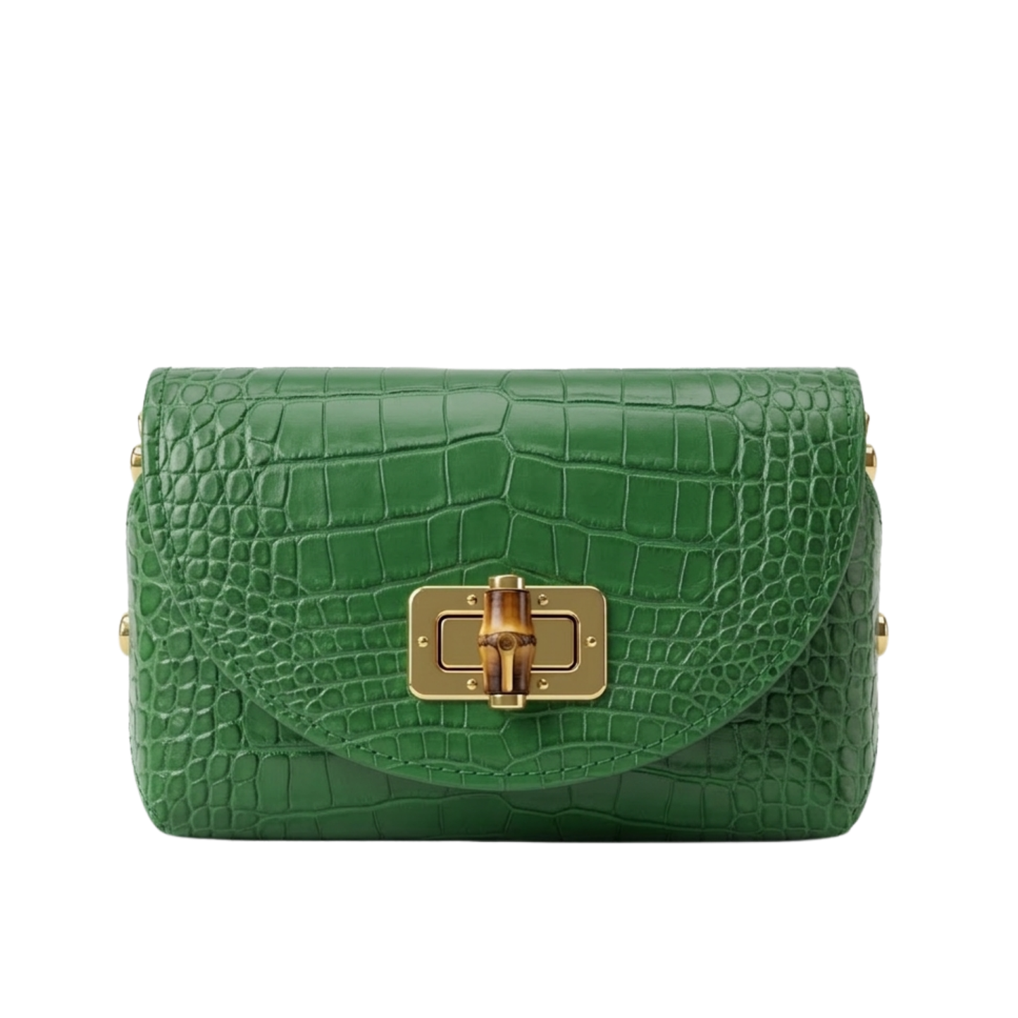 Borsa Fashion Week in pelle stampa cocco Made in Italy – vista frontale - Verde