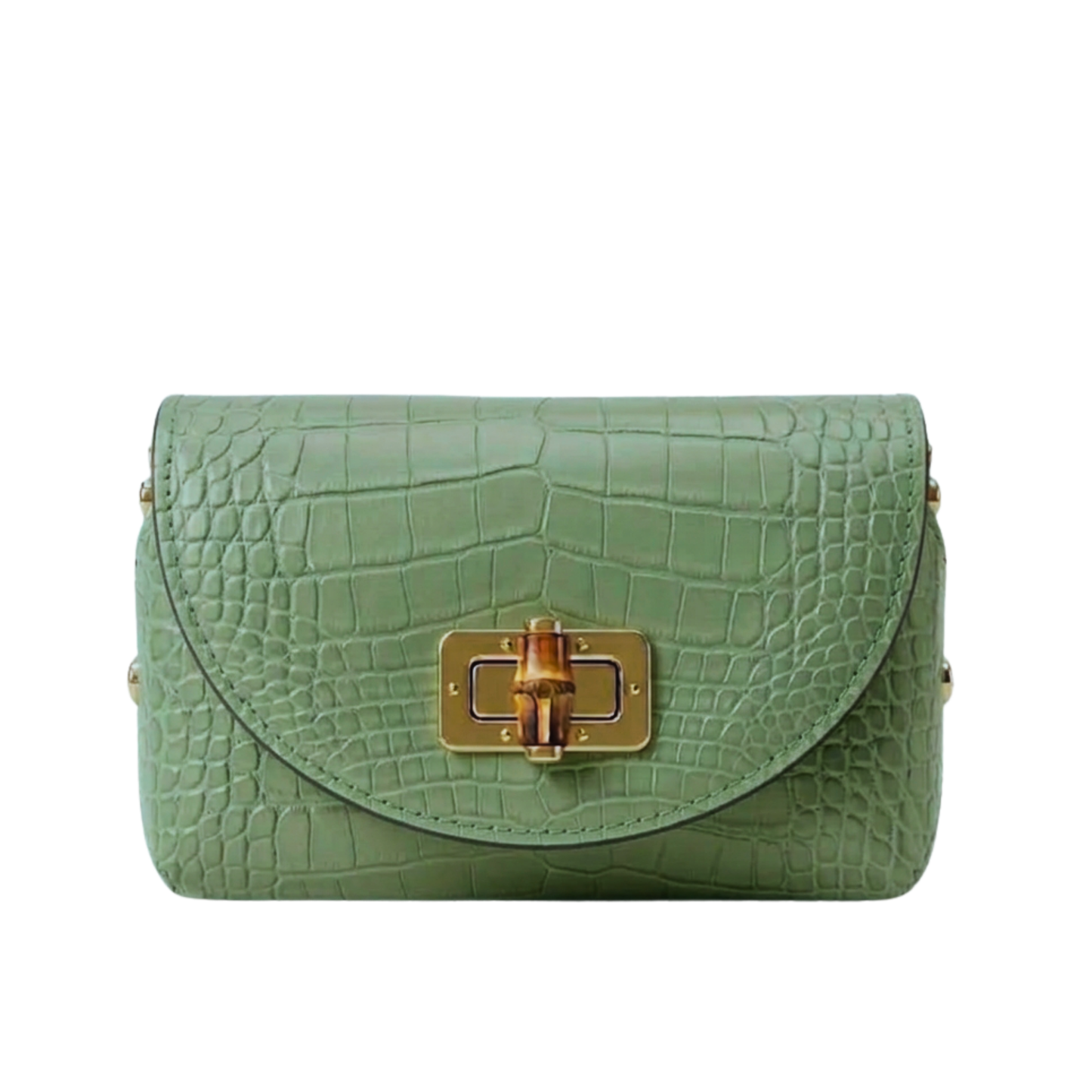 Borsa Fashion Week in pelle stampa cocco Made in Italy – vista frontale - Verde Menta