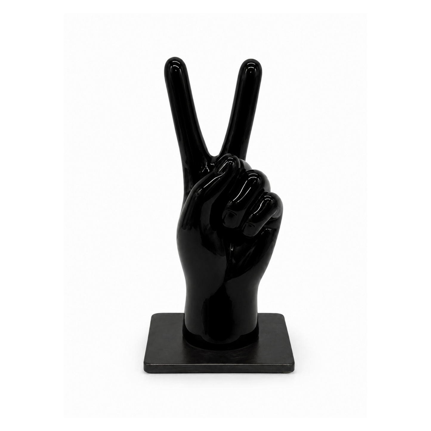 Mano in ceramica made in italy con il gesto della Vittoria - nero