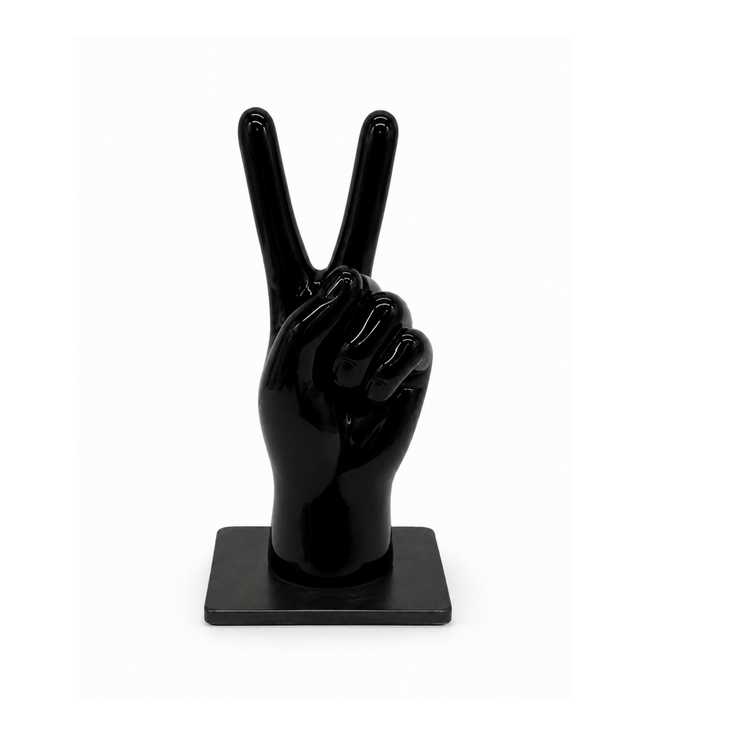 Mano in ceramica made in italy con il gesto della Vittoria - nero