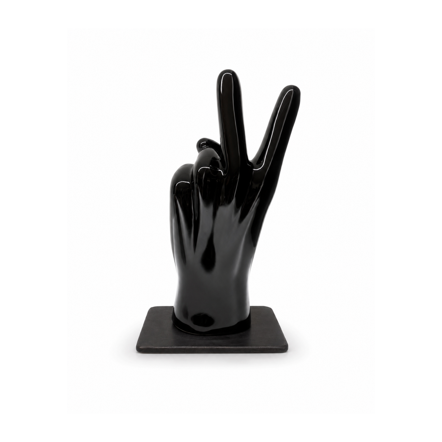 Mano in ceramica made in italy con il gesto della Vittoria - nero