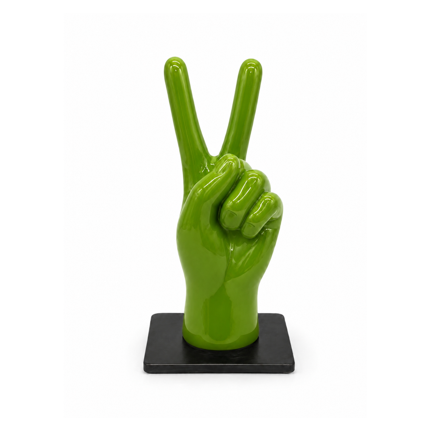 Mano in ceramica made in italy con il gesto della Vittoria - verde jade