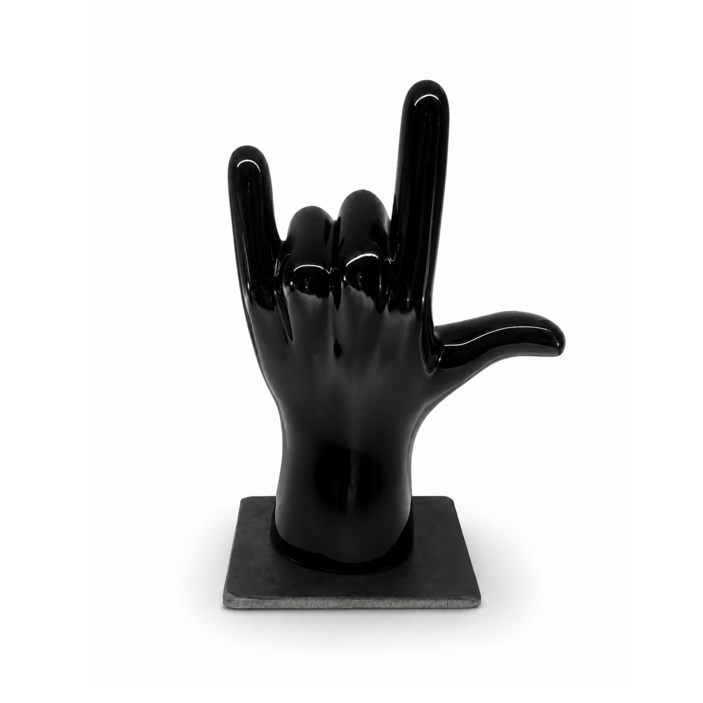 Mano in ceramica made in italy con il gesto del rock - nero