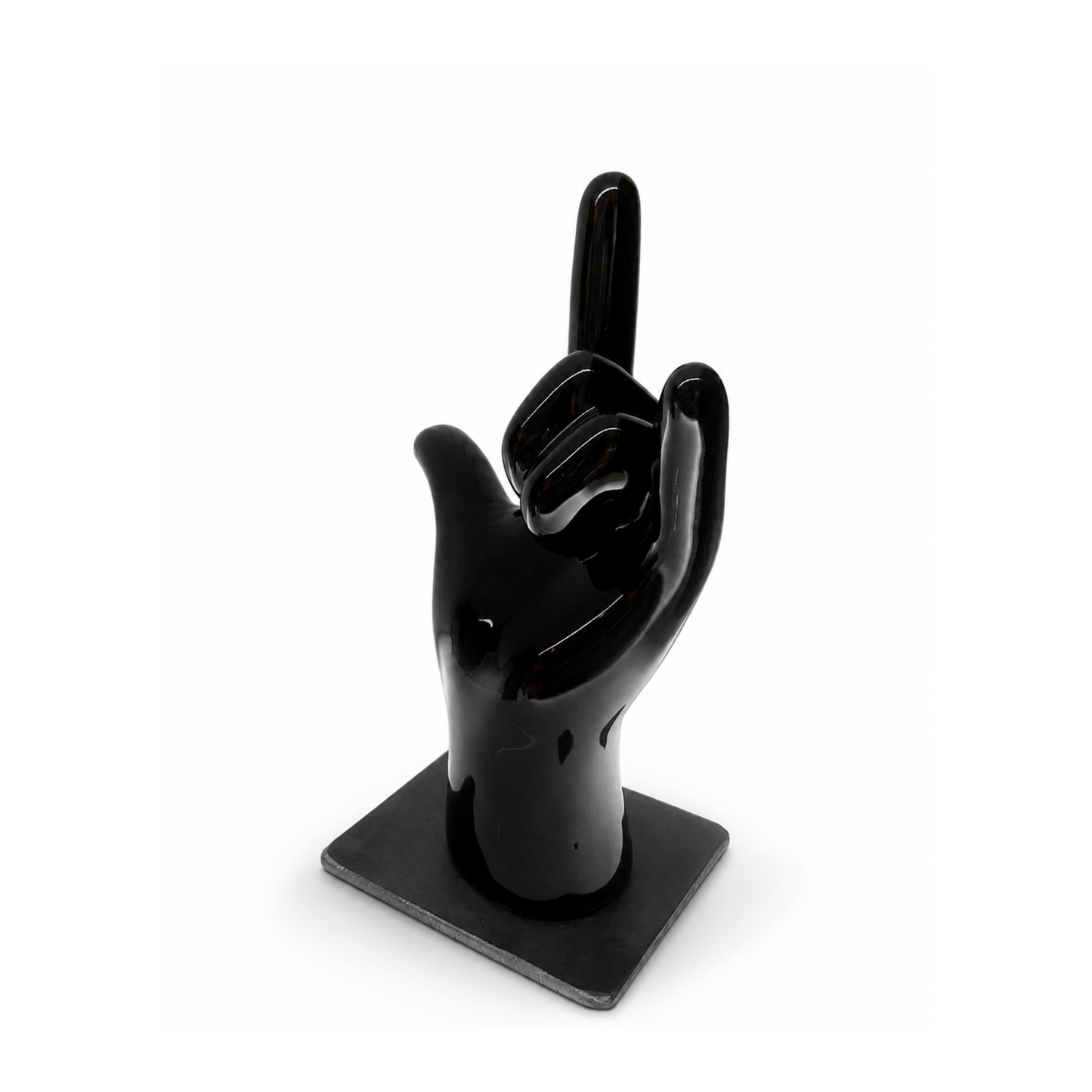 Mano in ceramica made in italy con il gesto del rock - nero